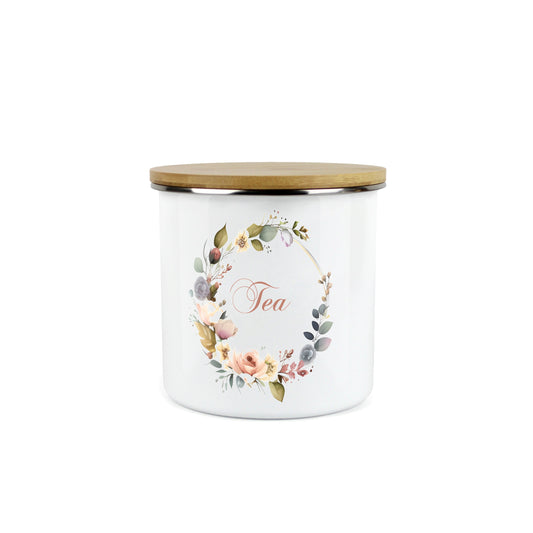 Floral Wreath Medium Enamel Canister