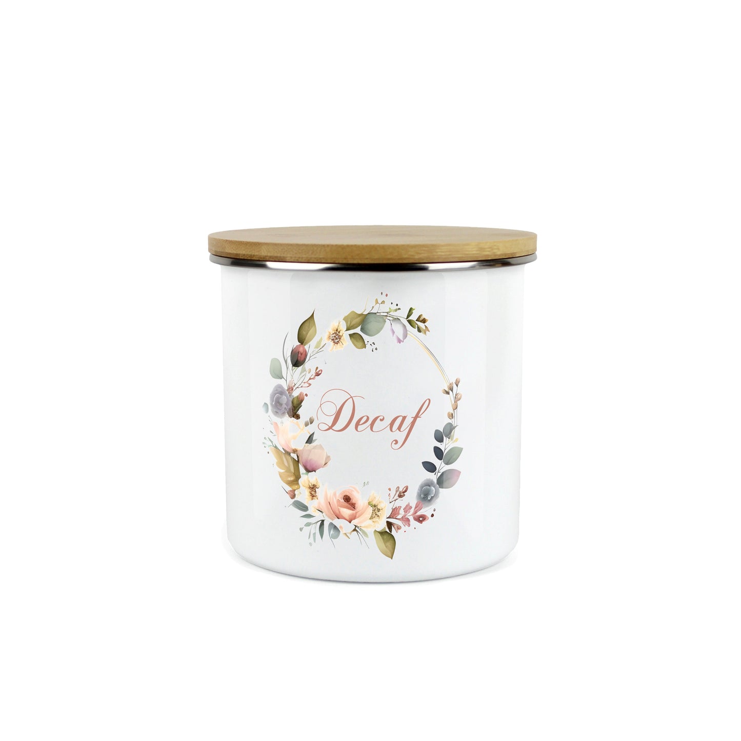 Floral Wreath Medium Enamel Canister