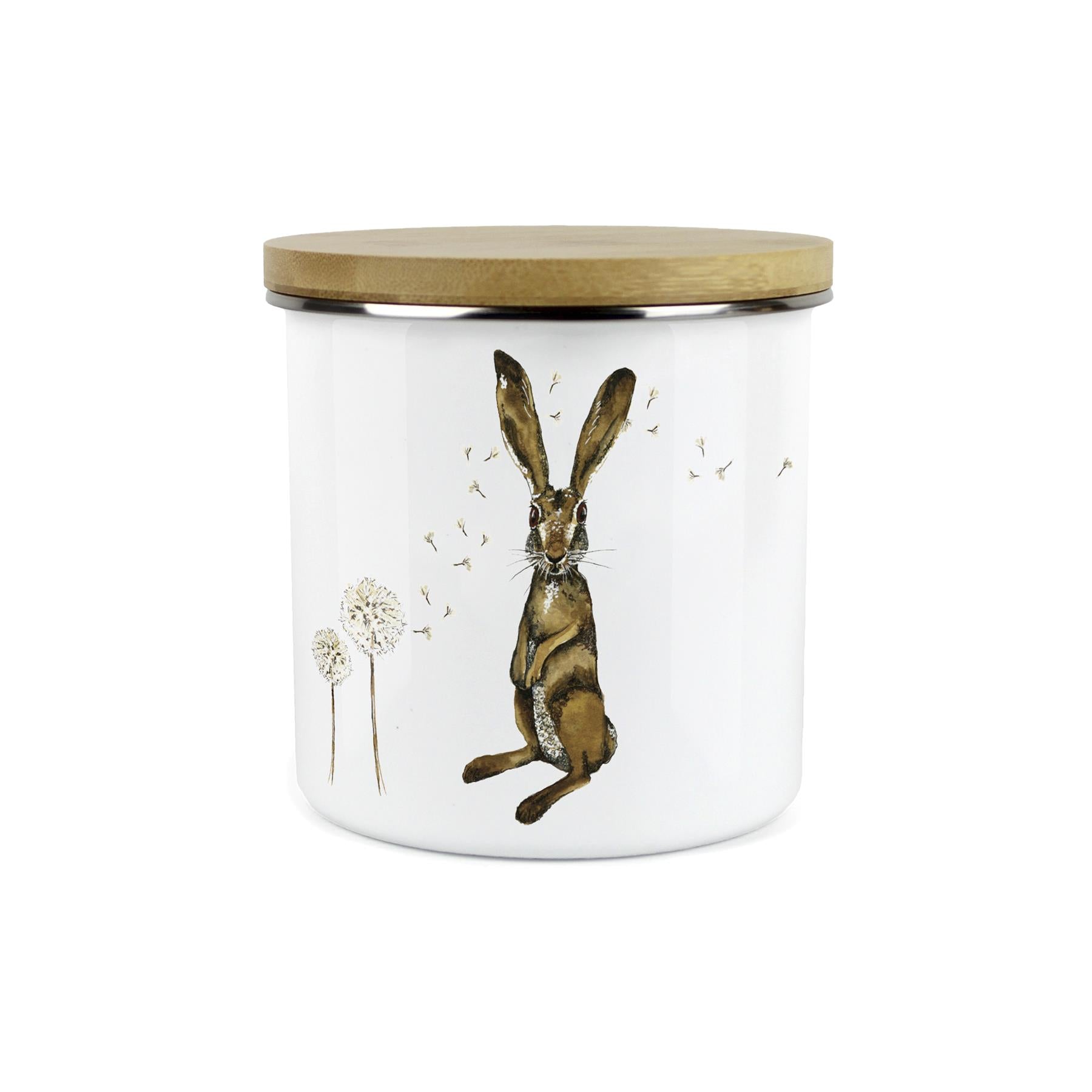 Hares & Dandelions Storage Canister -Kitchen Drinks Enamel Container