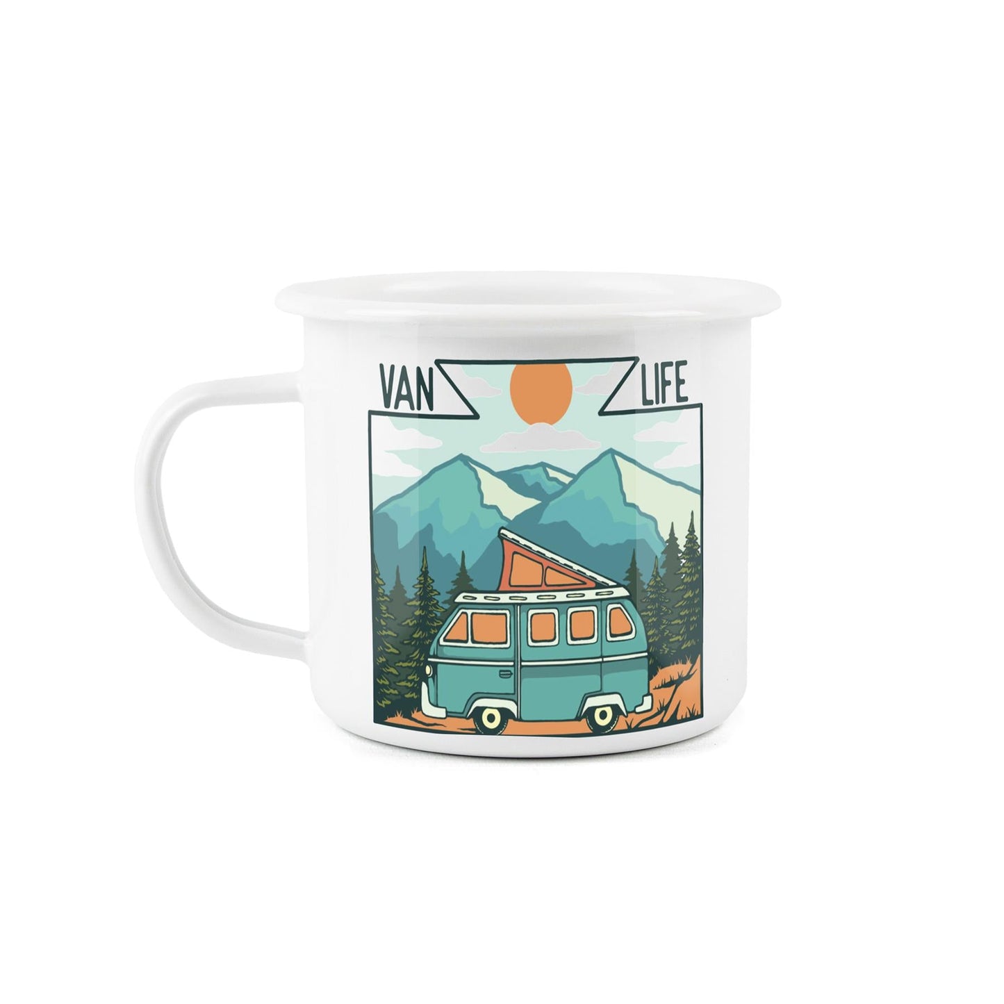 Outdoor Camper Van Enamel Mug