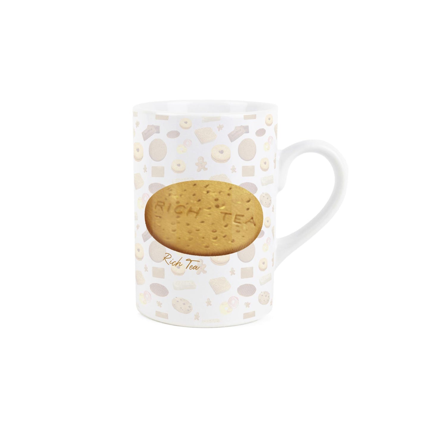 Novelty Ceramic mug with textured British rich tea biscuit print, offering a tactile biscuit-themed experience.