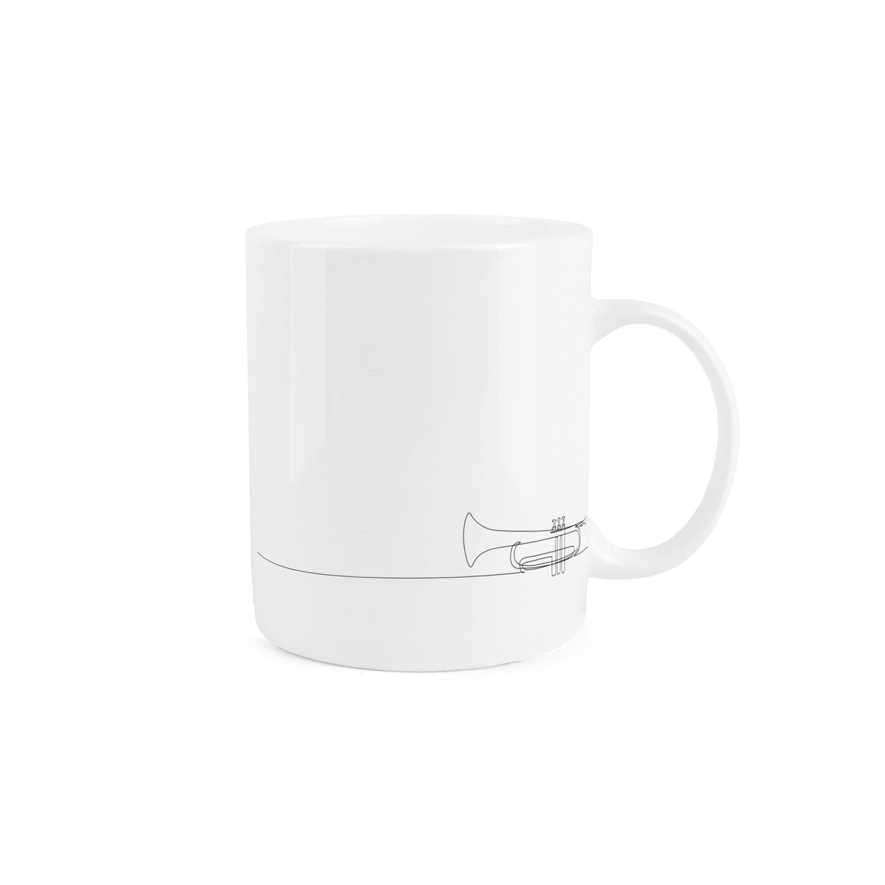 Lovely bone china mug with a trombone drawing.