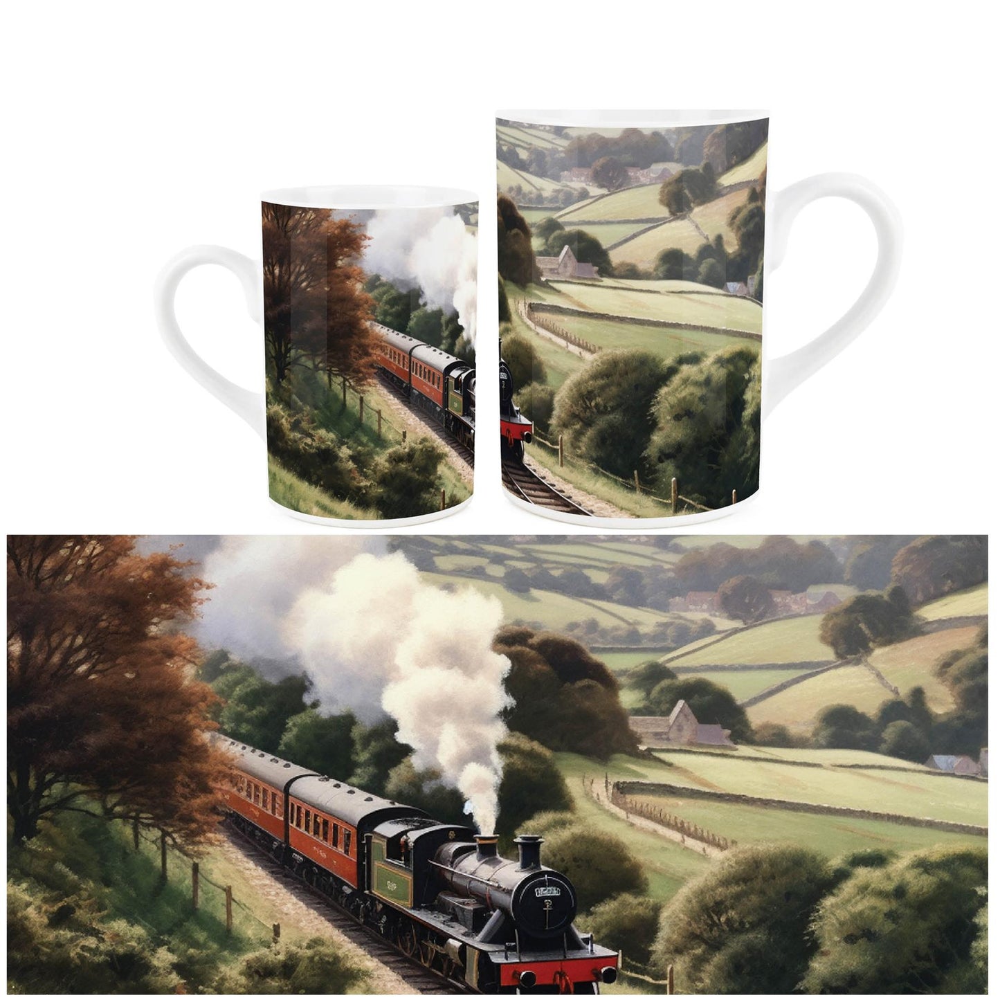 Steam Train Rolling Hills Mug