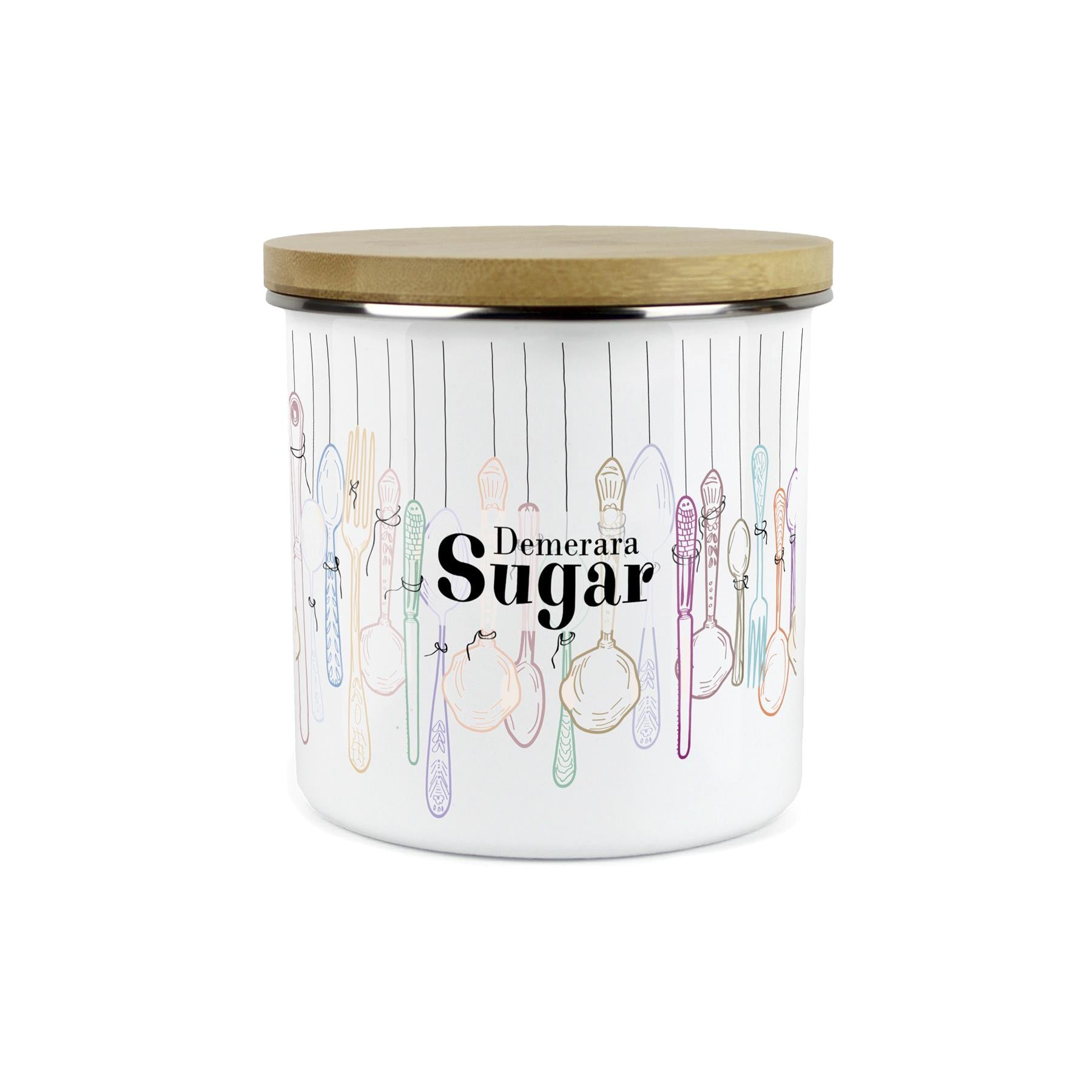 Vintage Cutlery Demerara Sugar Storage Canister - Enamel Kitchen Container