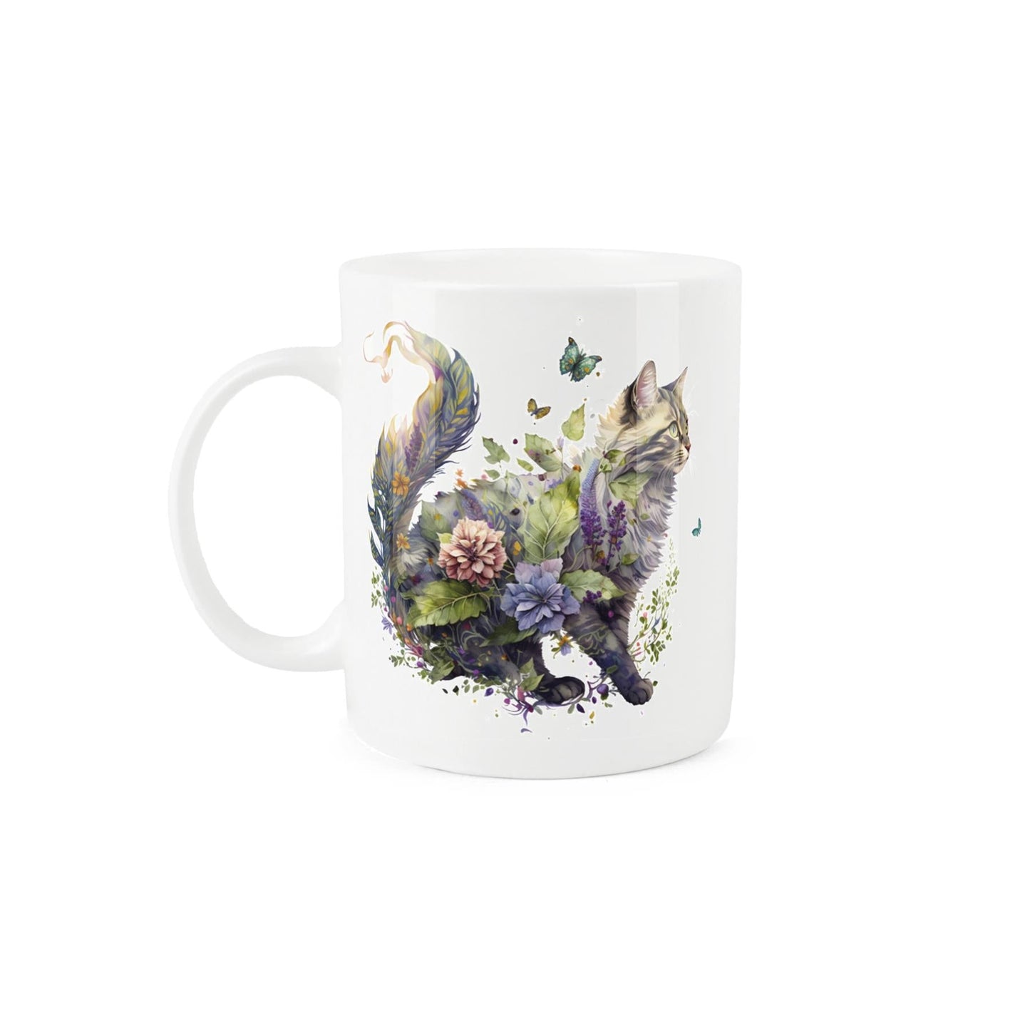 Foliage Cat Mug & Coaster Gift Set