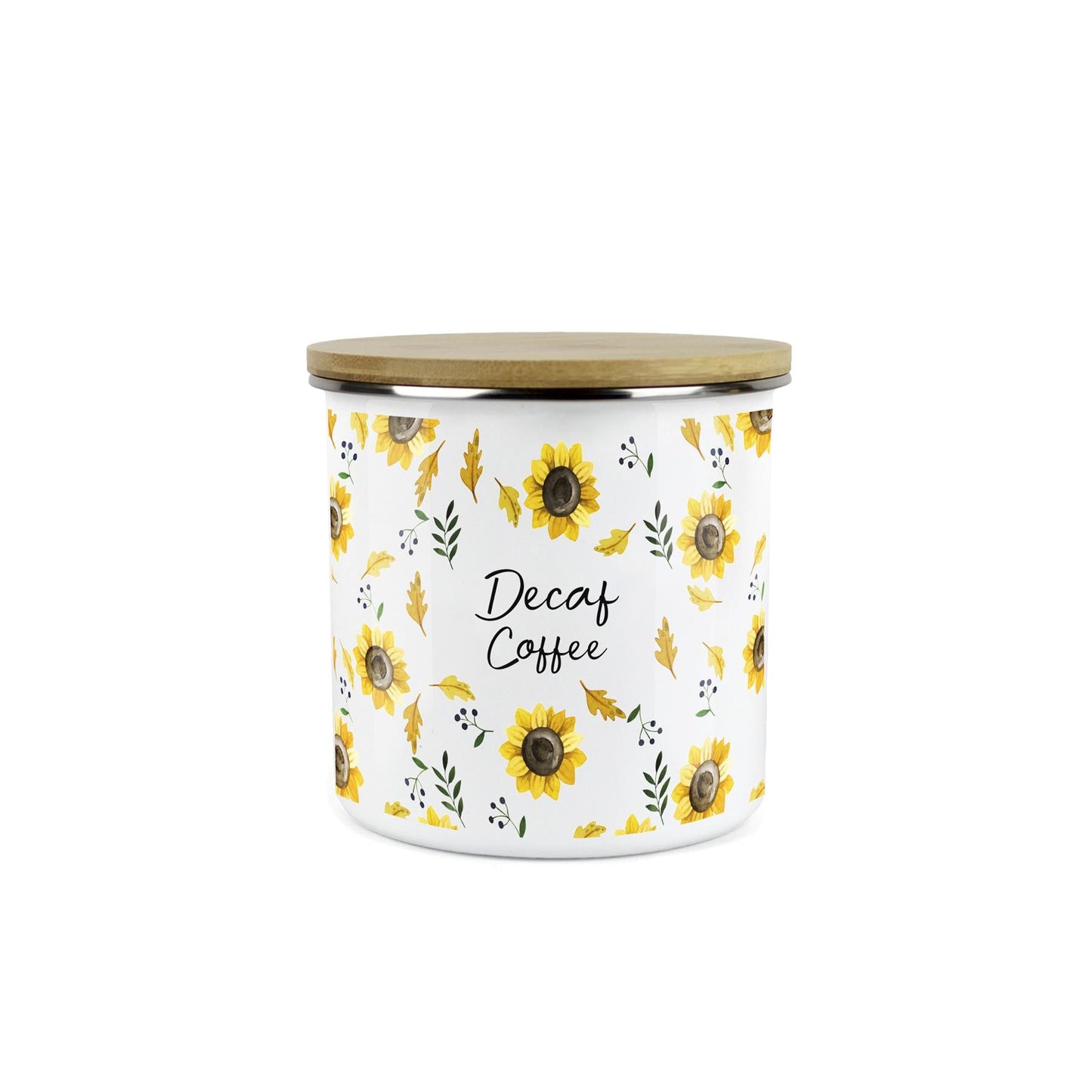 Decaf Coffee Storage Canister - Sunflowers Yellow Kitchen Storage Jar