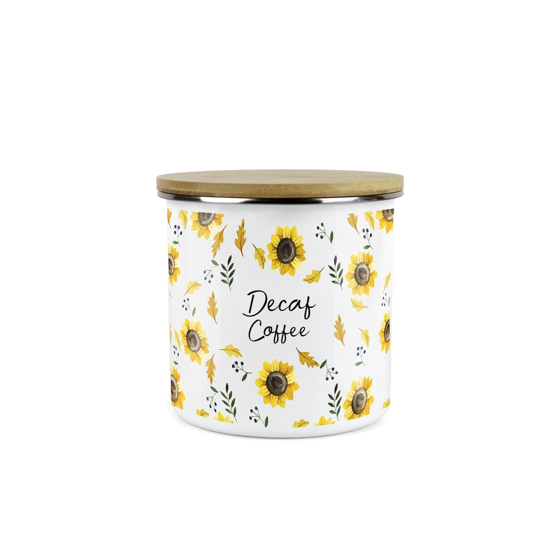Decaf Coffee Storage Canister - Sunflowers Yellow Kitchen Storage Jar