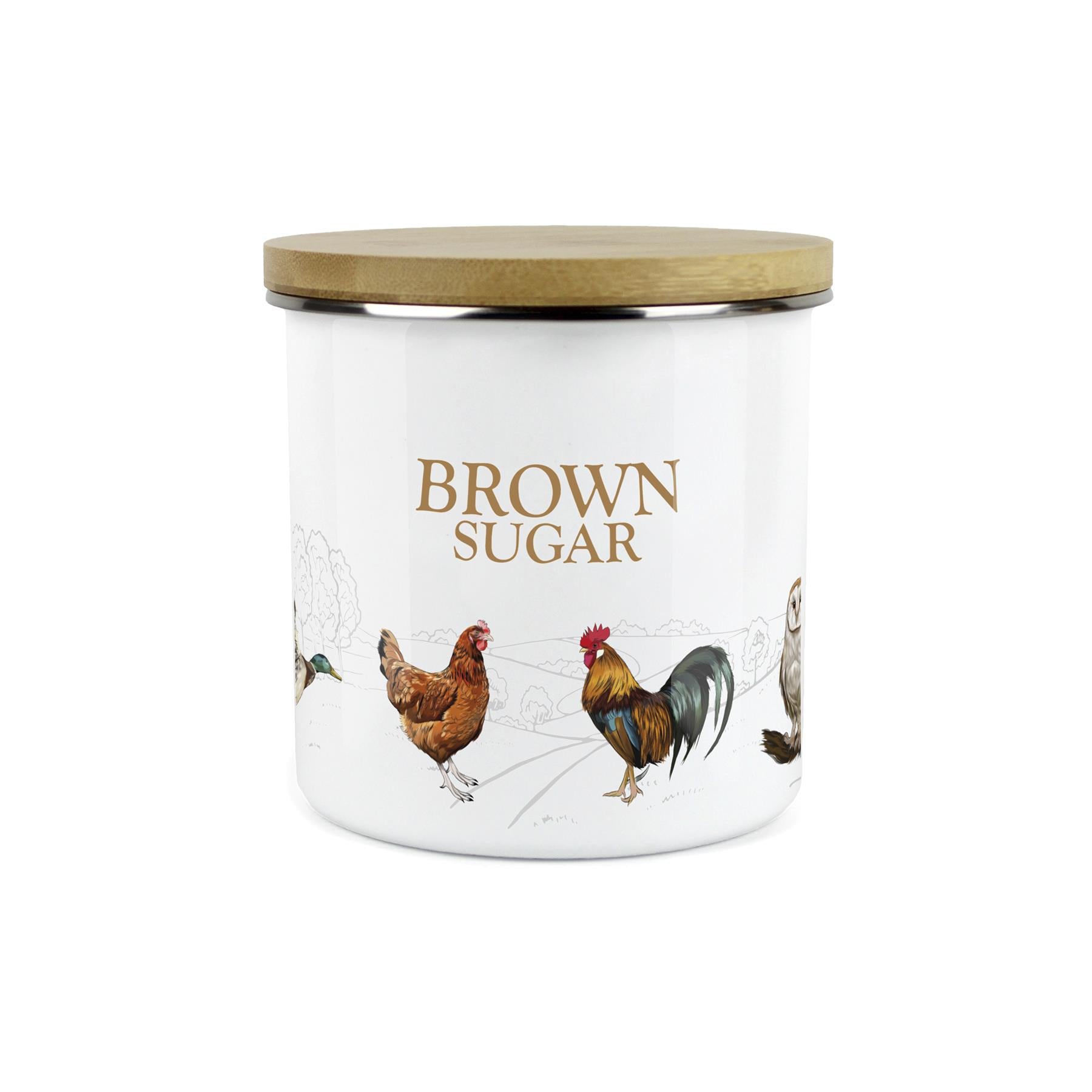 Brown Sugar Canister - Country Farm Animal Airtight Enamel Kitchen Storage Jar
