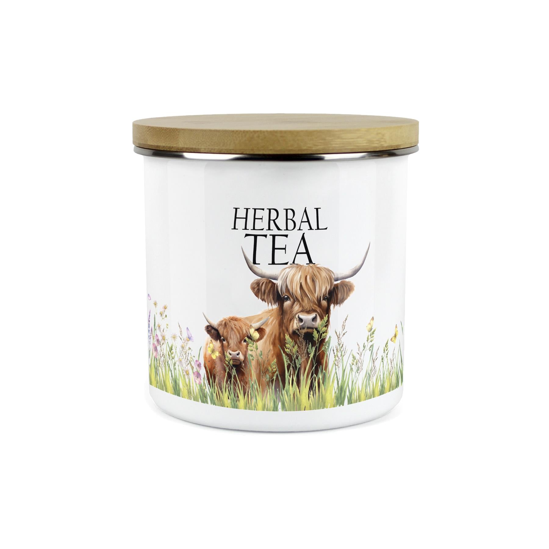 Highland Cow & Calf Kitchen Herbal Tea Storage Canister