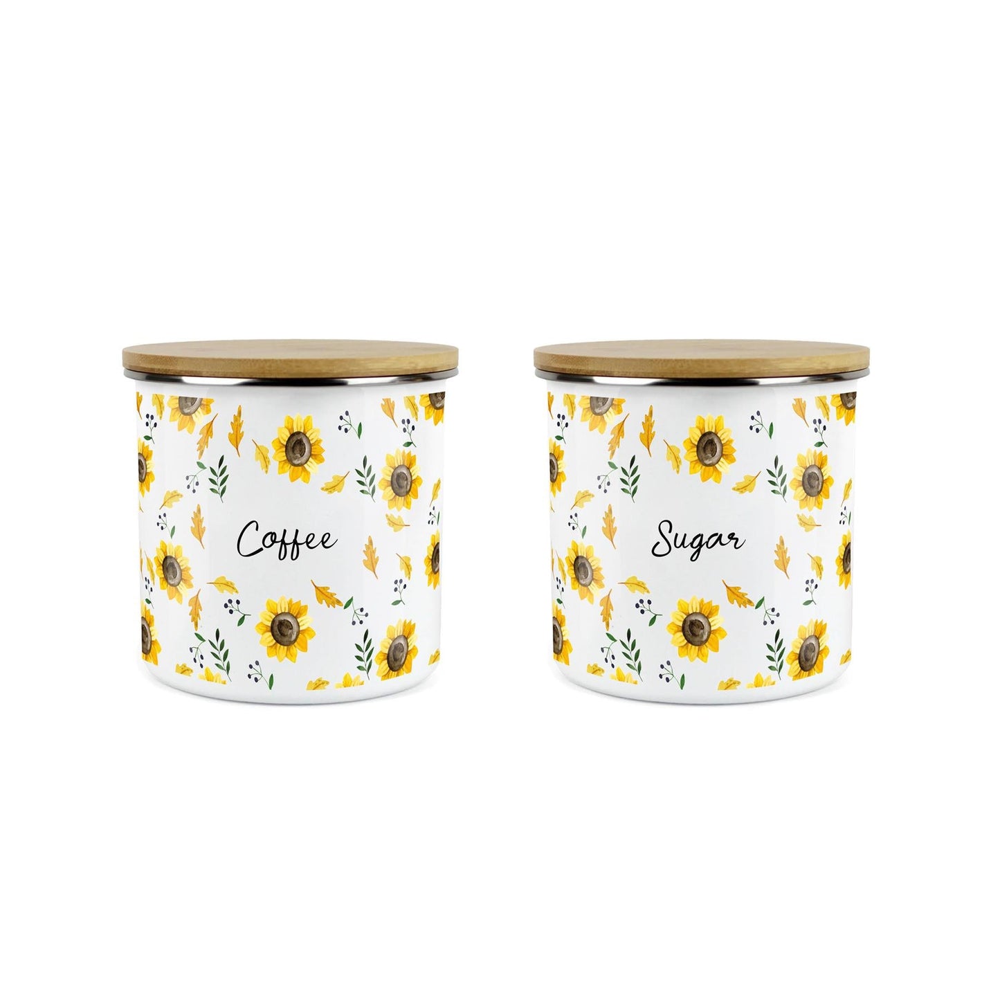 Coffee & Sugar Storage Canister - Sunflowers Yellow Kitchen Storage Jar