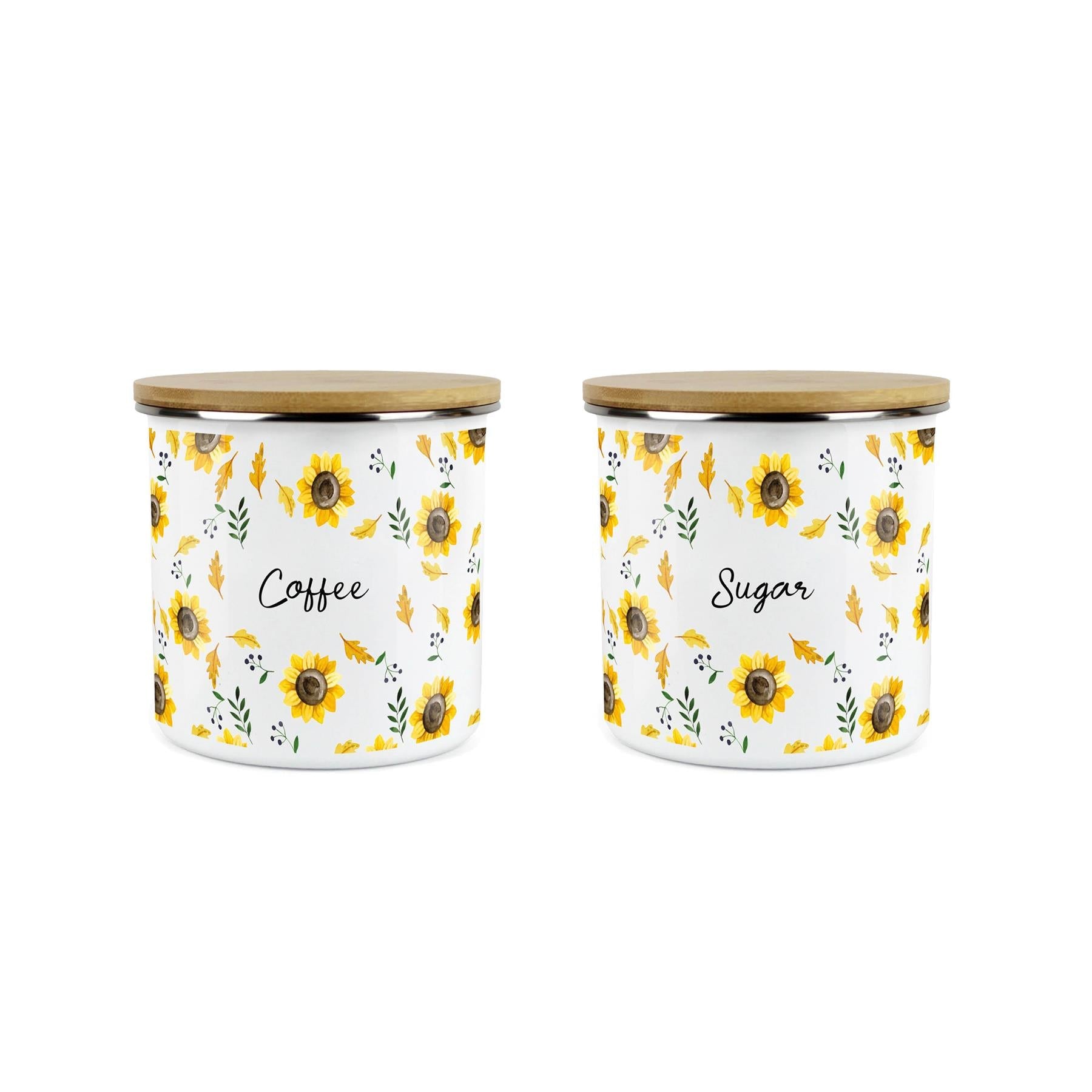 Coffee & Sugar Storage Canister - Sunflowers Yellow Kitchen Storage Jar