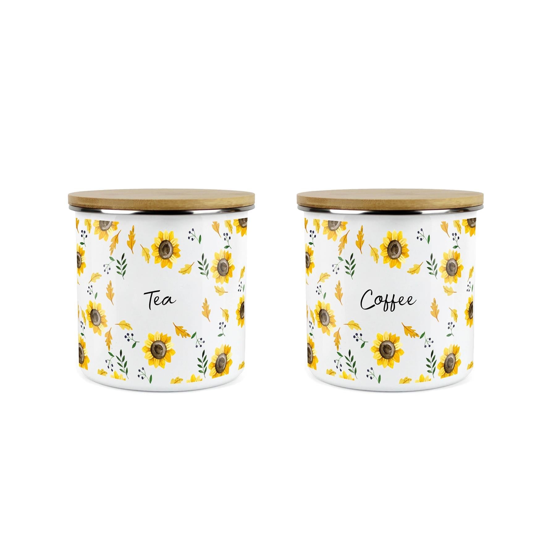 Tea & Coffee Storage Canister - Sunflowers Yellow Kitchen Storage Jar