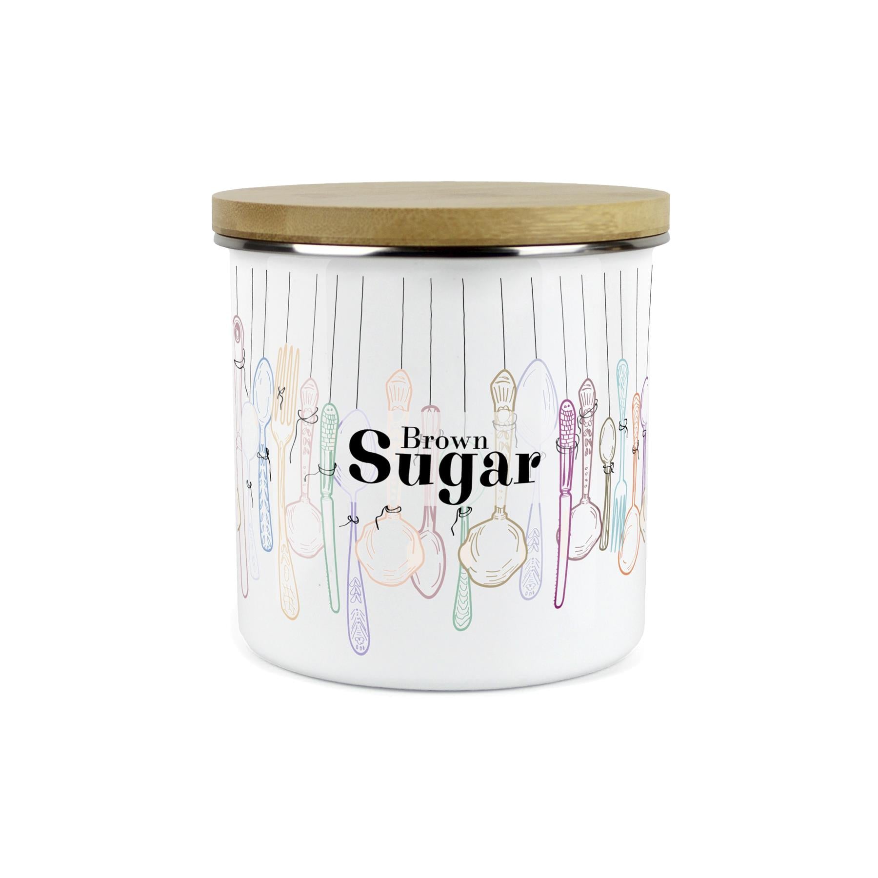Vintage Cutlery Brown Sugar Storage Canister - Enamel Kitchen Container