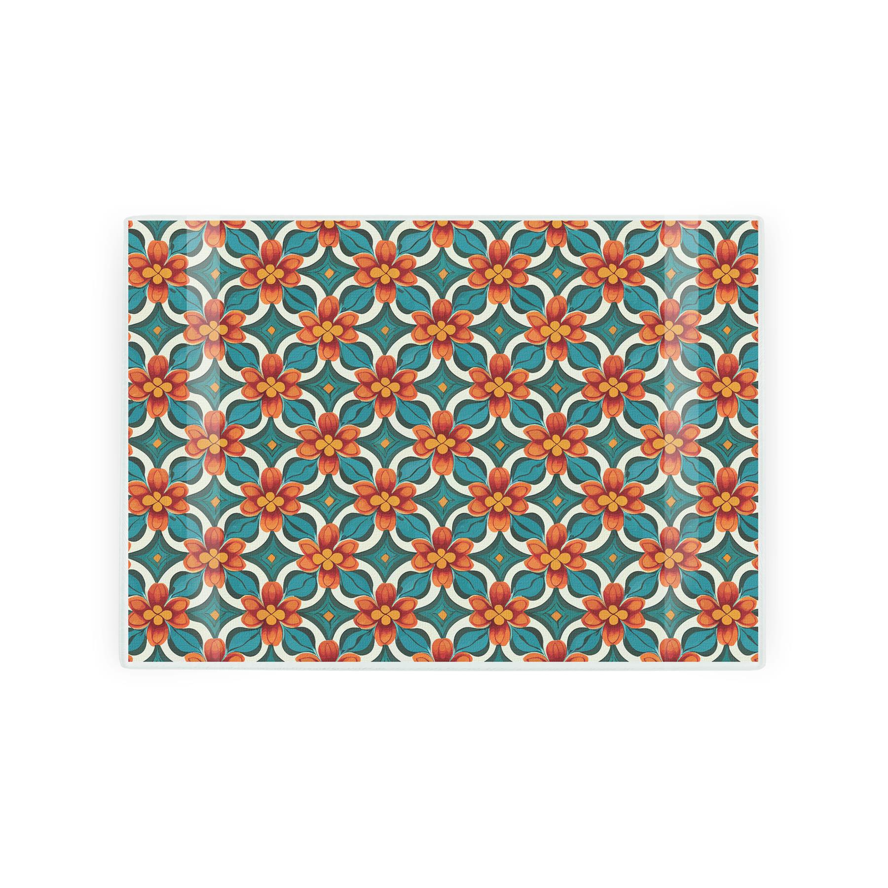 Textured worktop protector with floral tile pattern.