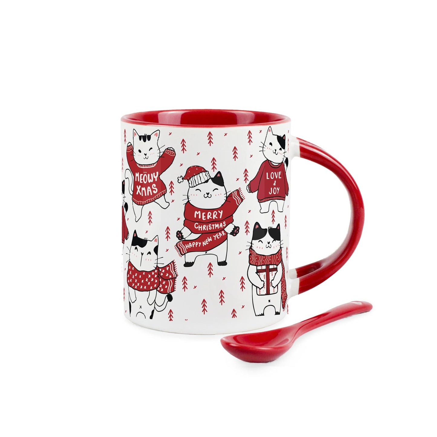 Meowy Xmas Mug & Spoon Set