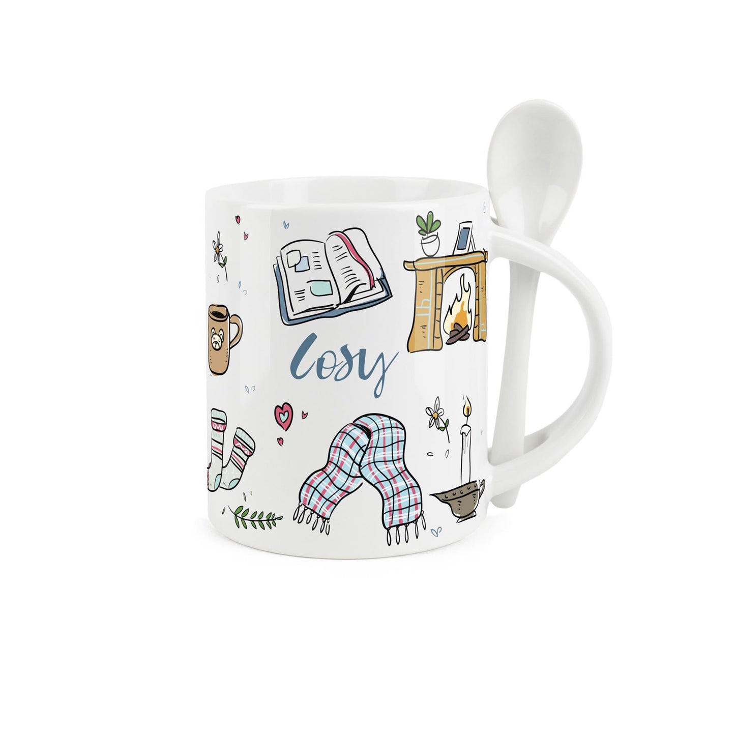 Mug & Spoon Set with hot chocolate design