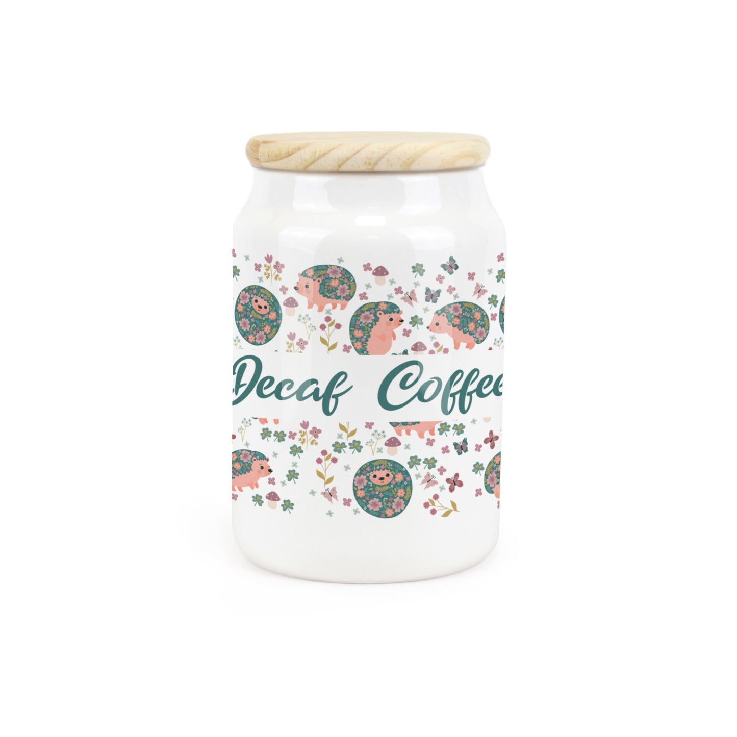 Hedgehogs & Flowers Ceramic Canister