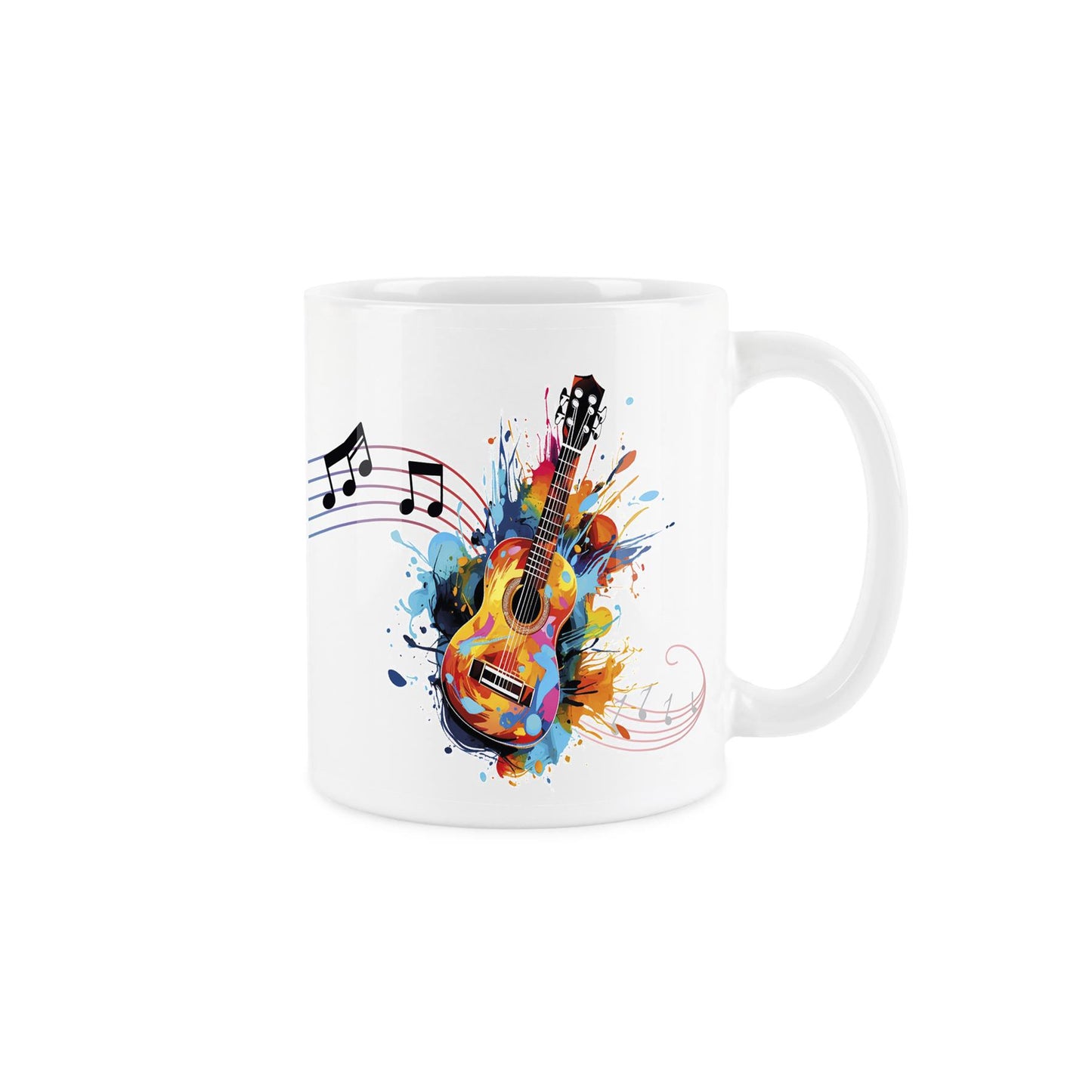 Illustrative rainbow colour design of Piano on a ceramic mug