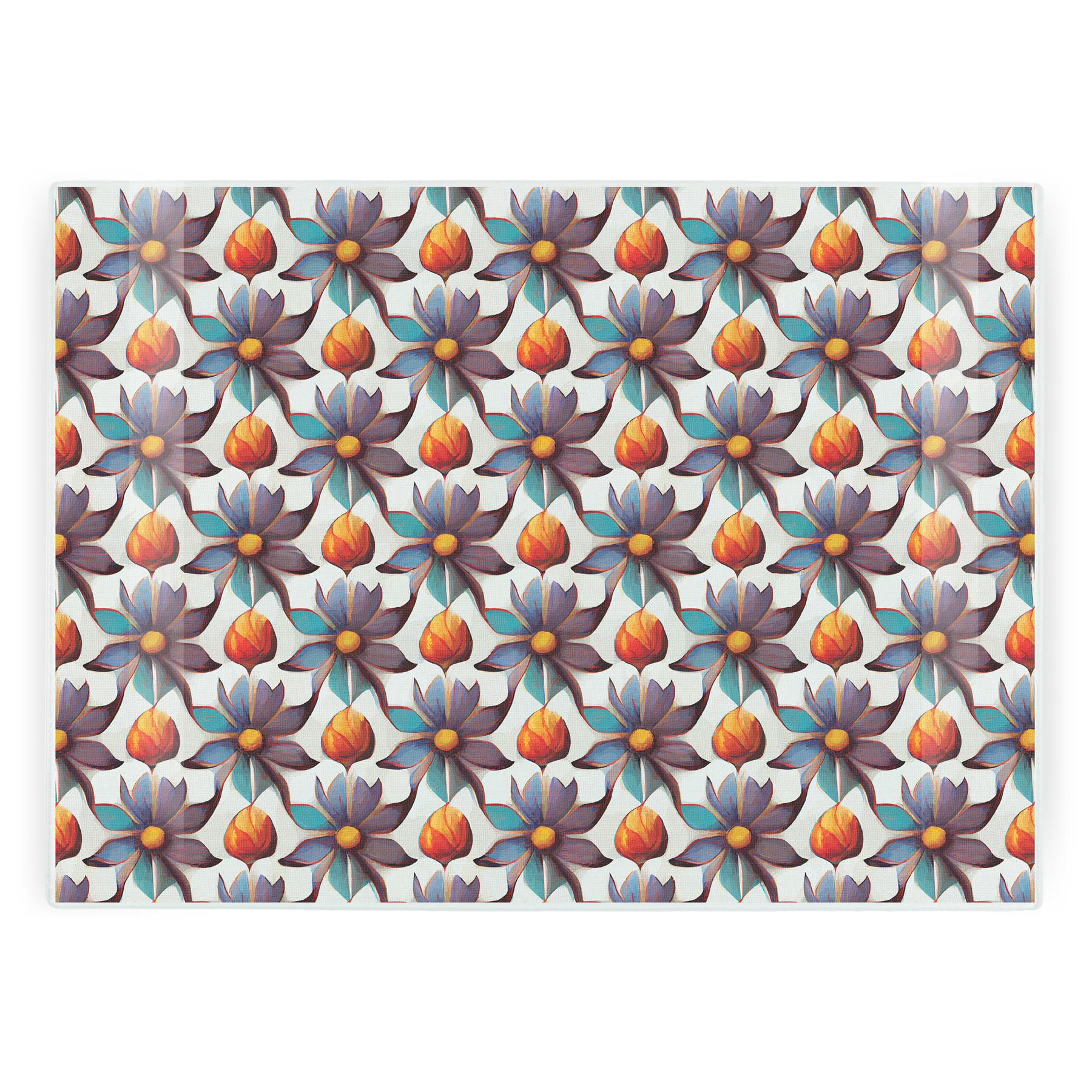 Purple Floral Tile Large Worktop Protector