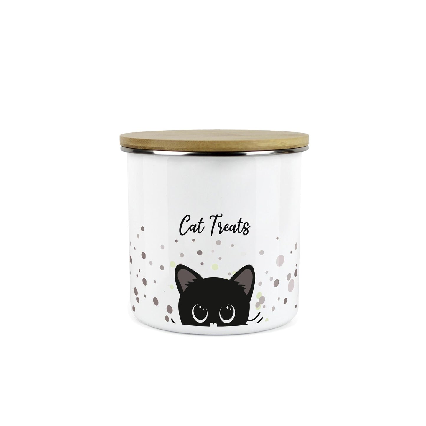 Peeping Cat Treats Medium Enamel Canister
