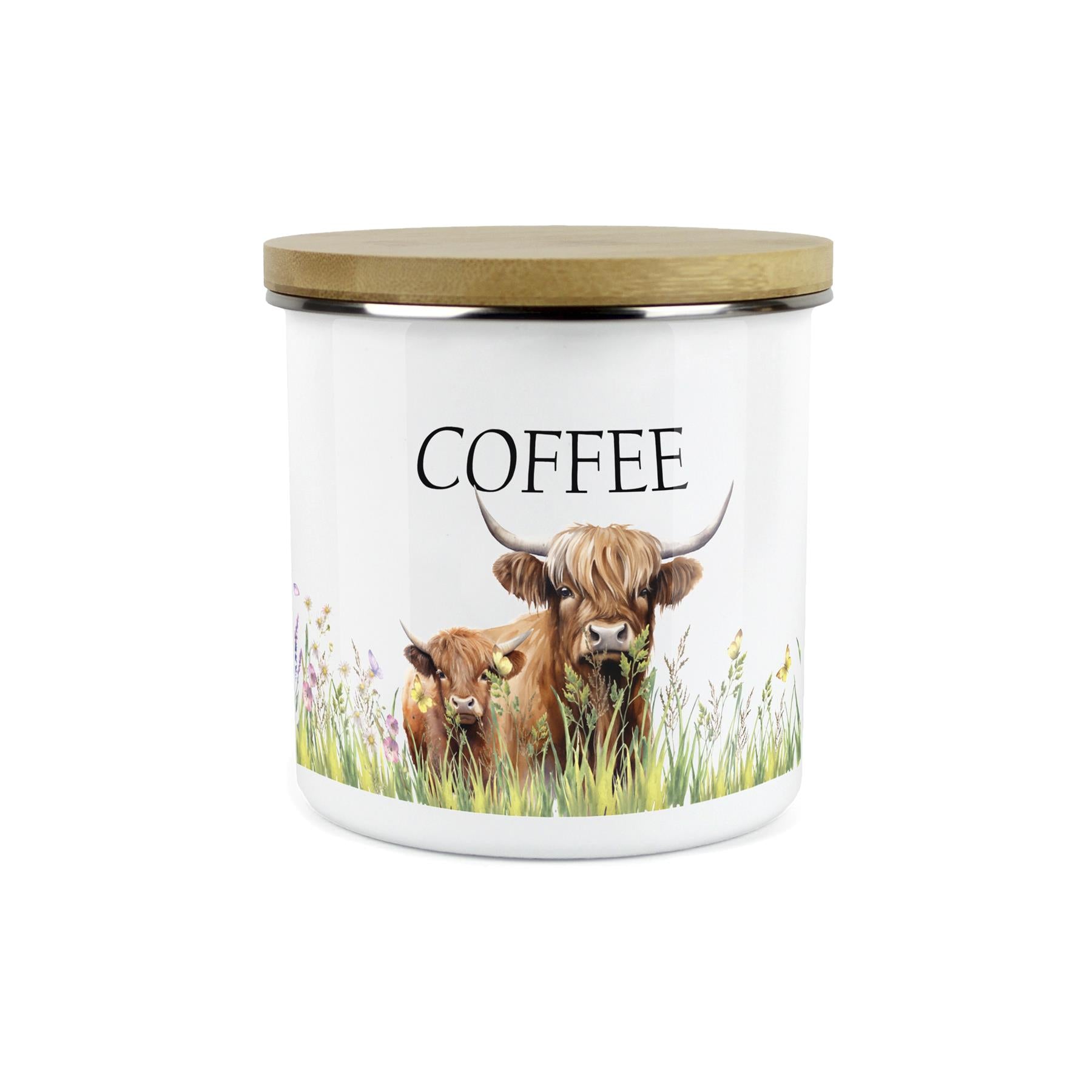 Highland Cow & Calf Kitchen Coffee Storage Canister