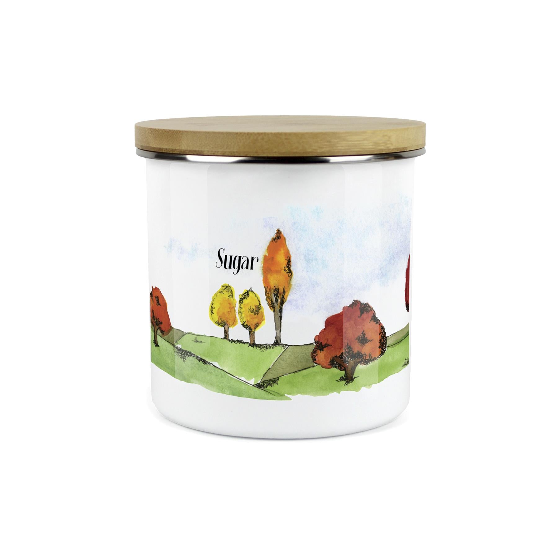 Seasonal Autumn-Time Inspired Sugar Storage Canister - Kitchen Enamel Container
