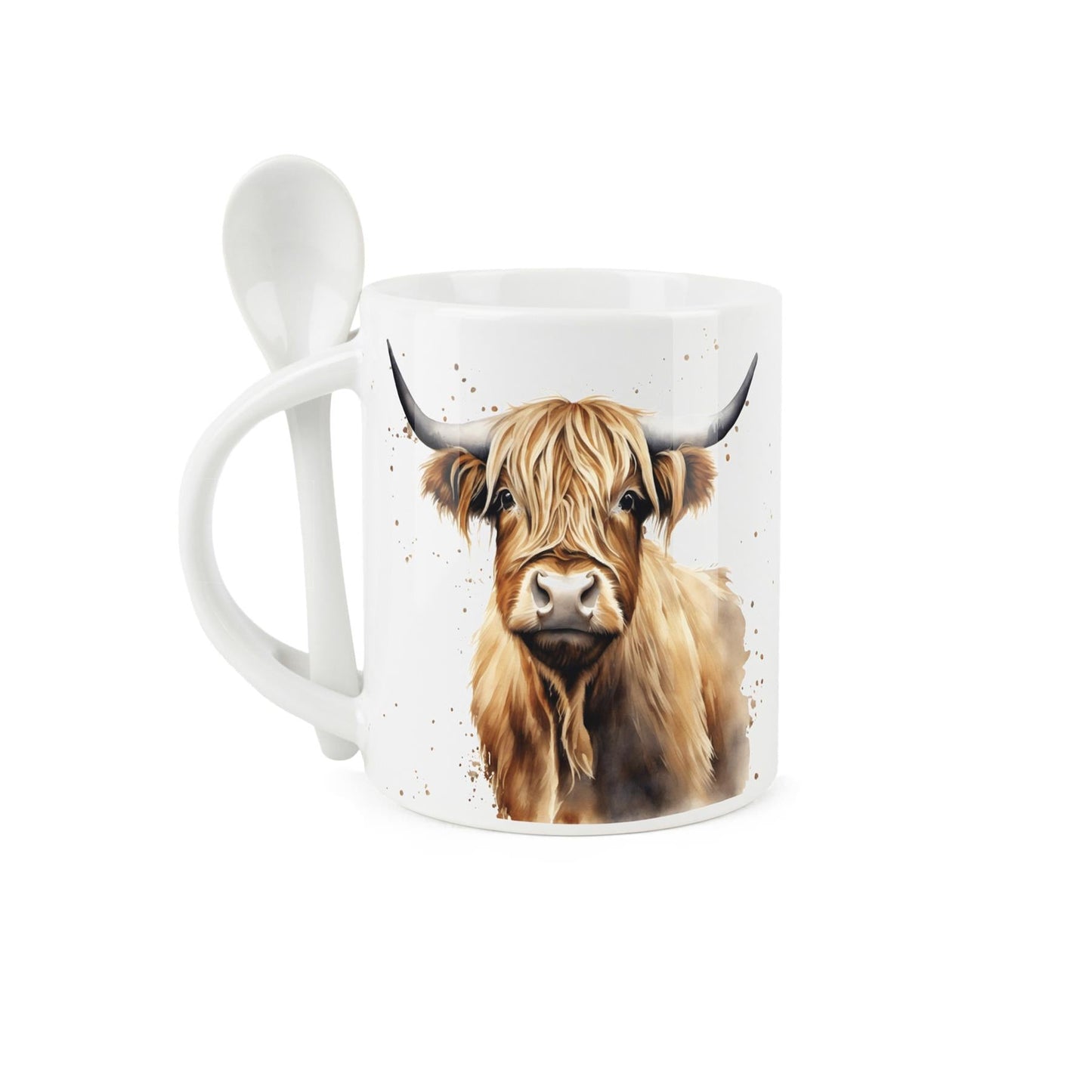 Highland Cow Mug & Spoon Set