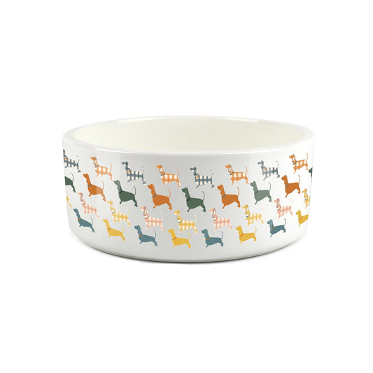 Pet bowl featuring gingham dachshund pet bowl