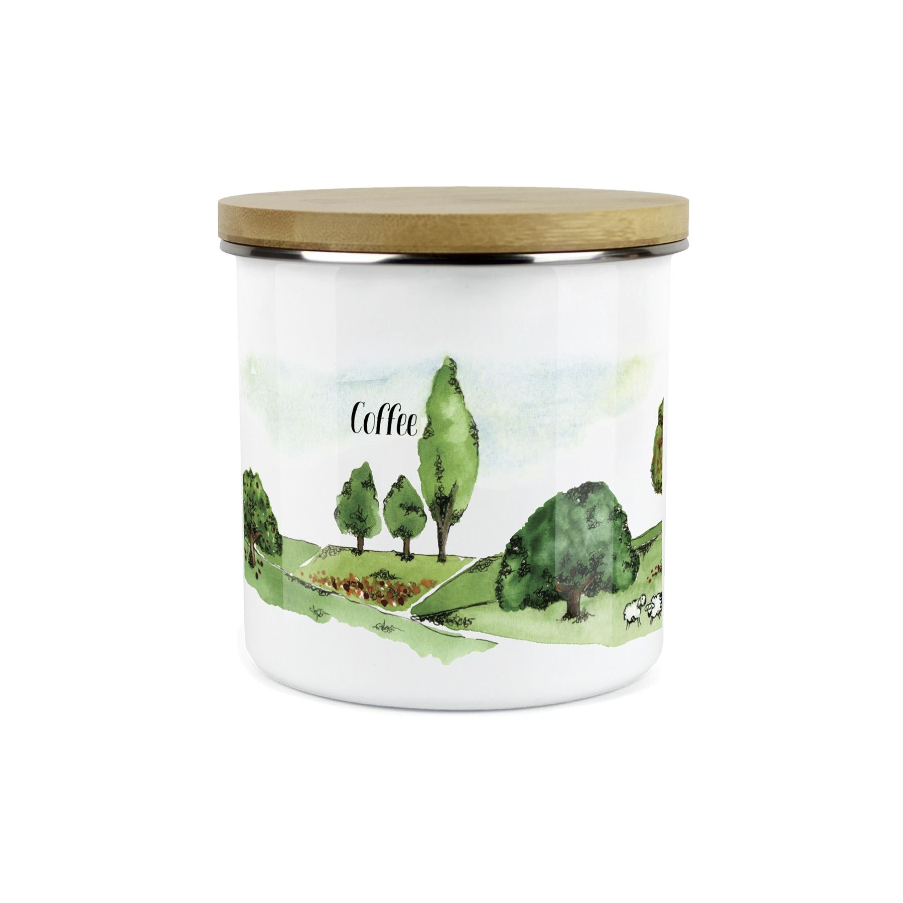 Seasonal Summer-Time Inspired Coffee Storage Canister - Kitchen Enamel Container