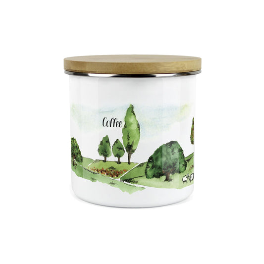 Seasonal Summer-Time Inspired Coffee Storage Canister - Kitchen Enamel Container