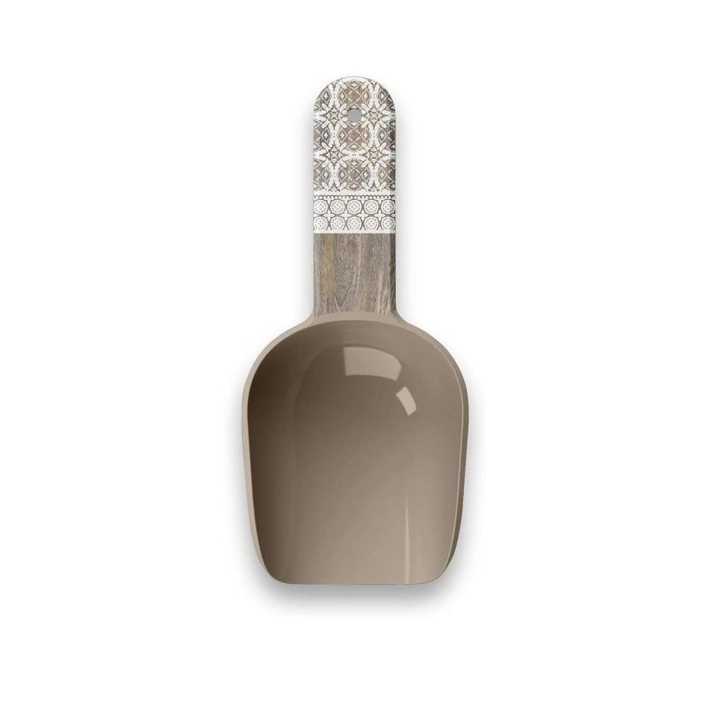 Moroccan Wood patterned pet scoop.