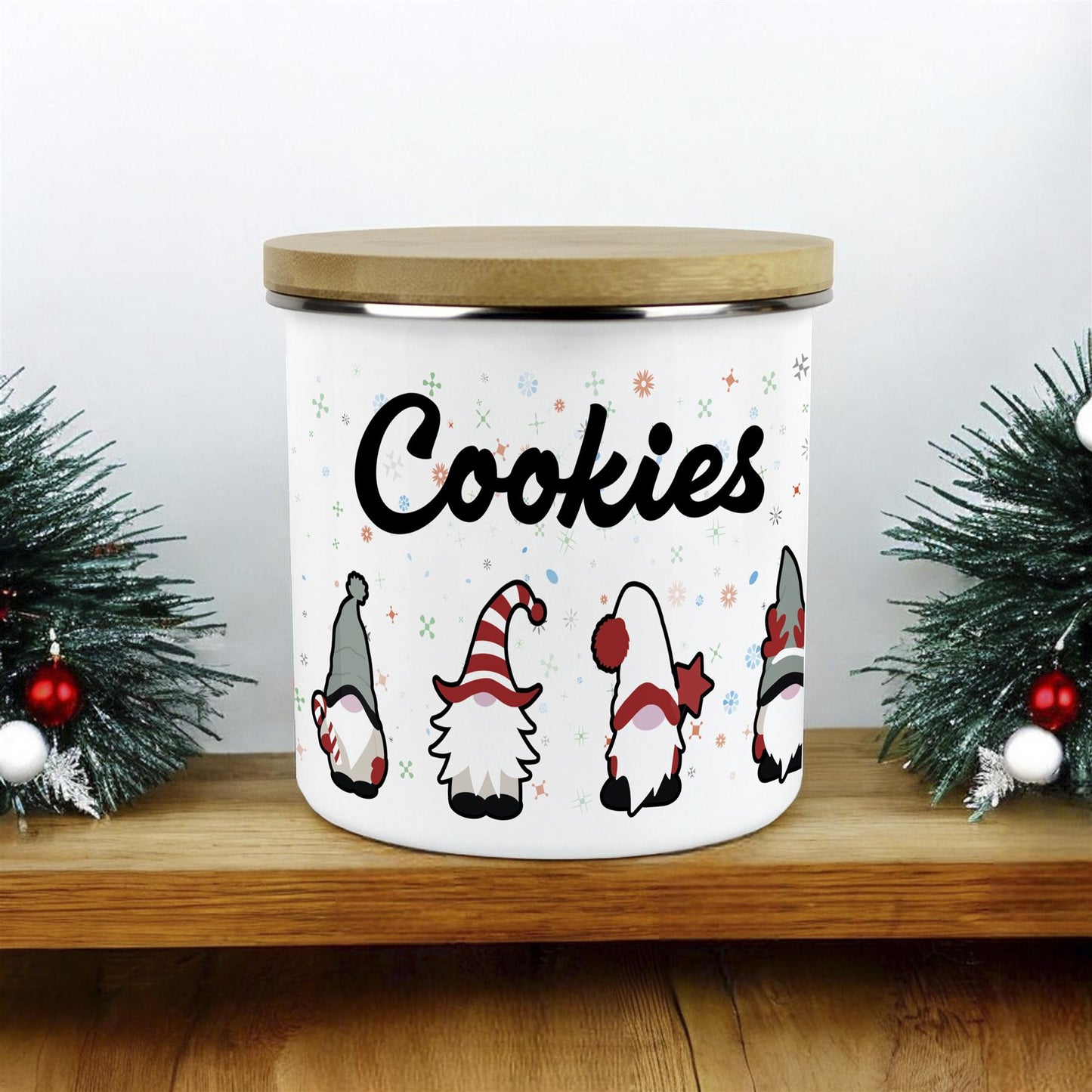Christmas Gonks Cookie Large Enamel Canister