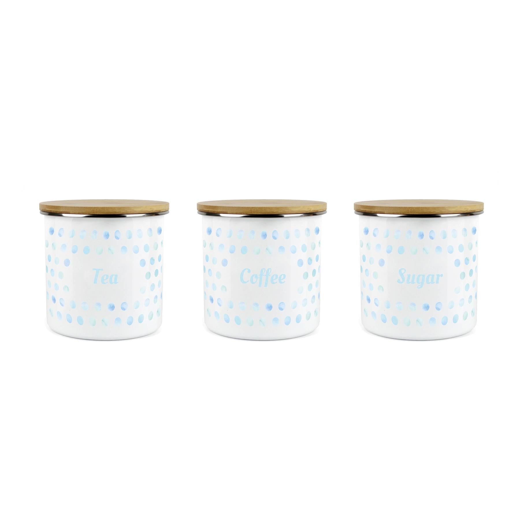 Purely Home Polka Dot Aqua 3pc Food Storage Canister Set - Tea, Coffee & Sugar