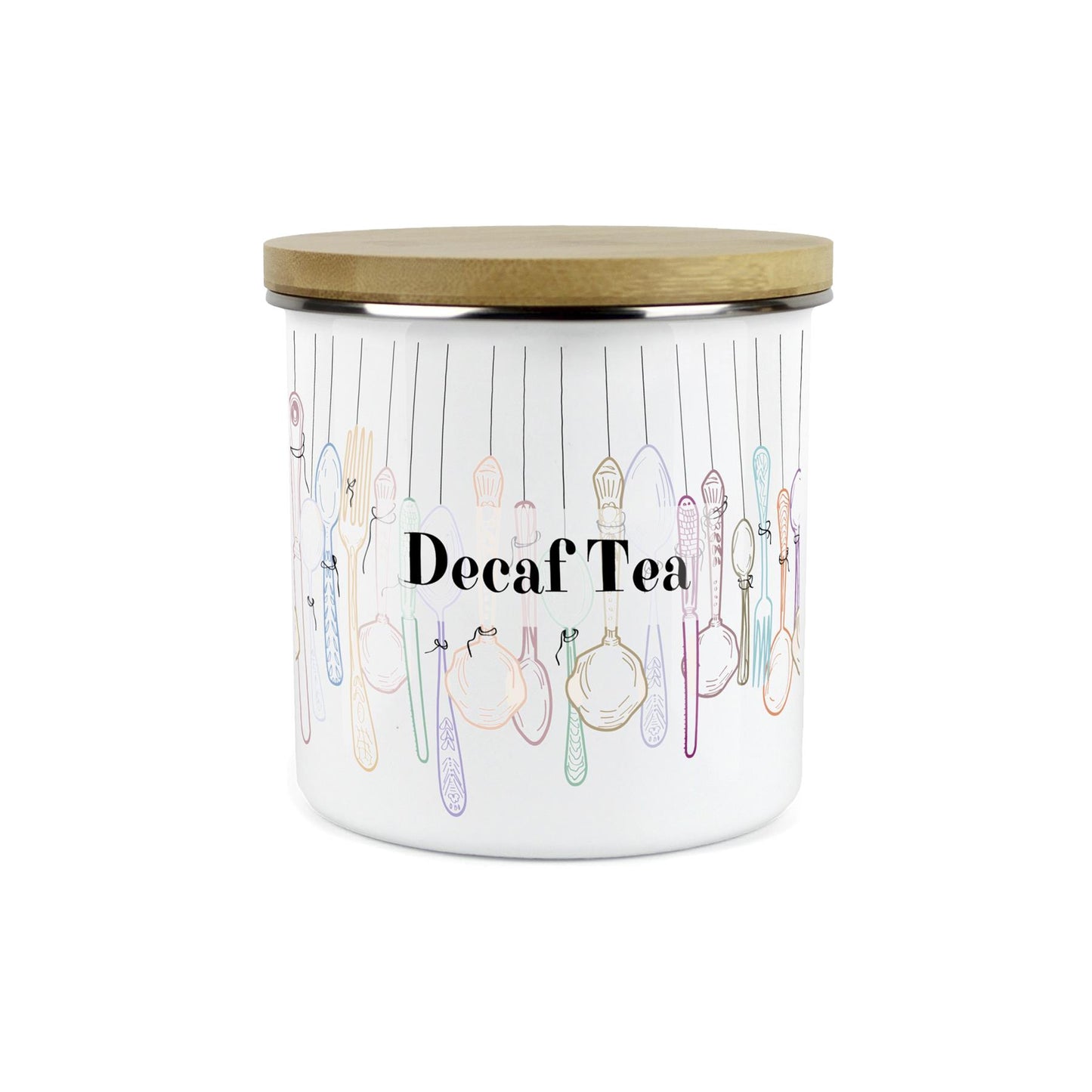 Vintage Cutlery Decaf Tea Storage Canister - Enamel Kitchen Container
