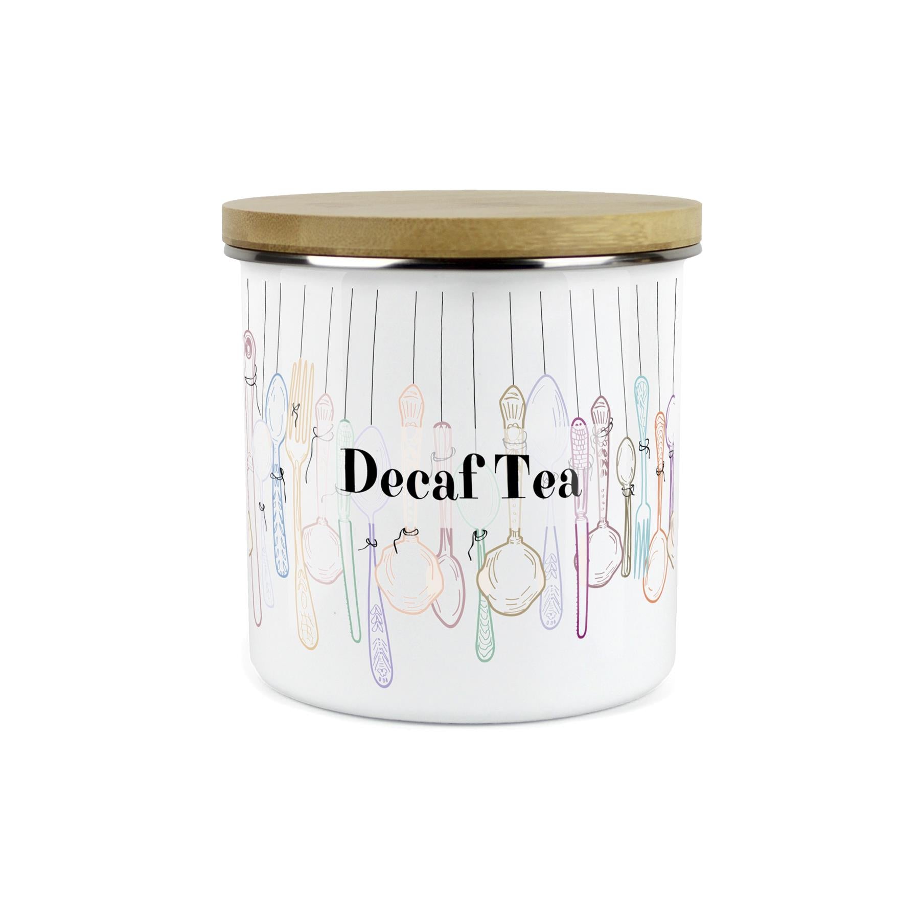 Vintage Cutlery Decaf Tea Storage Canister - Enamel Kitchen Container