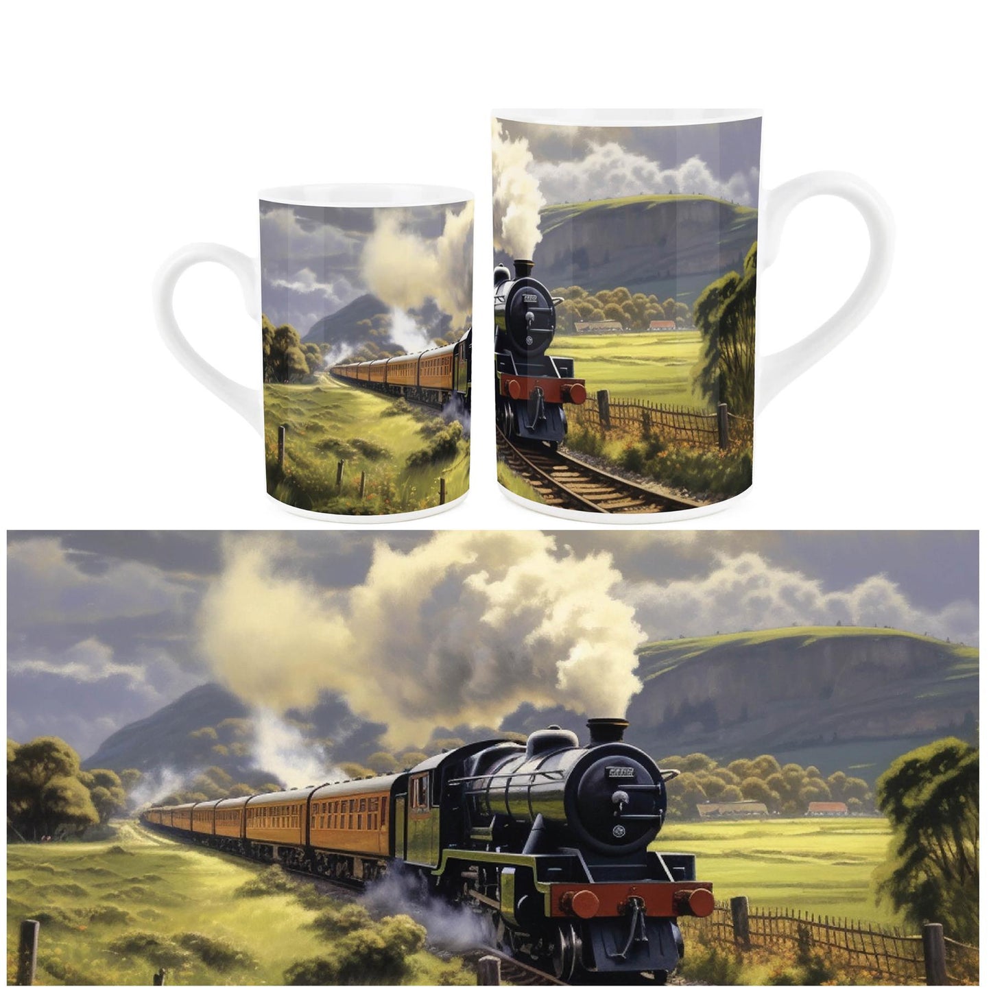 Steam Train Countryside Mug