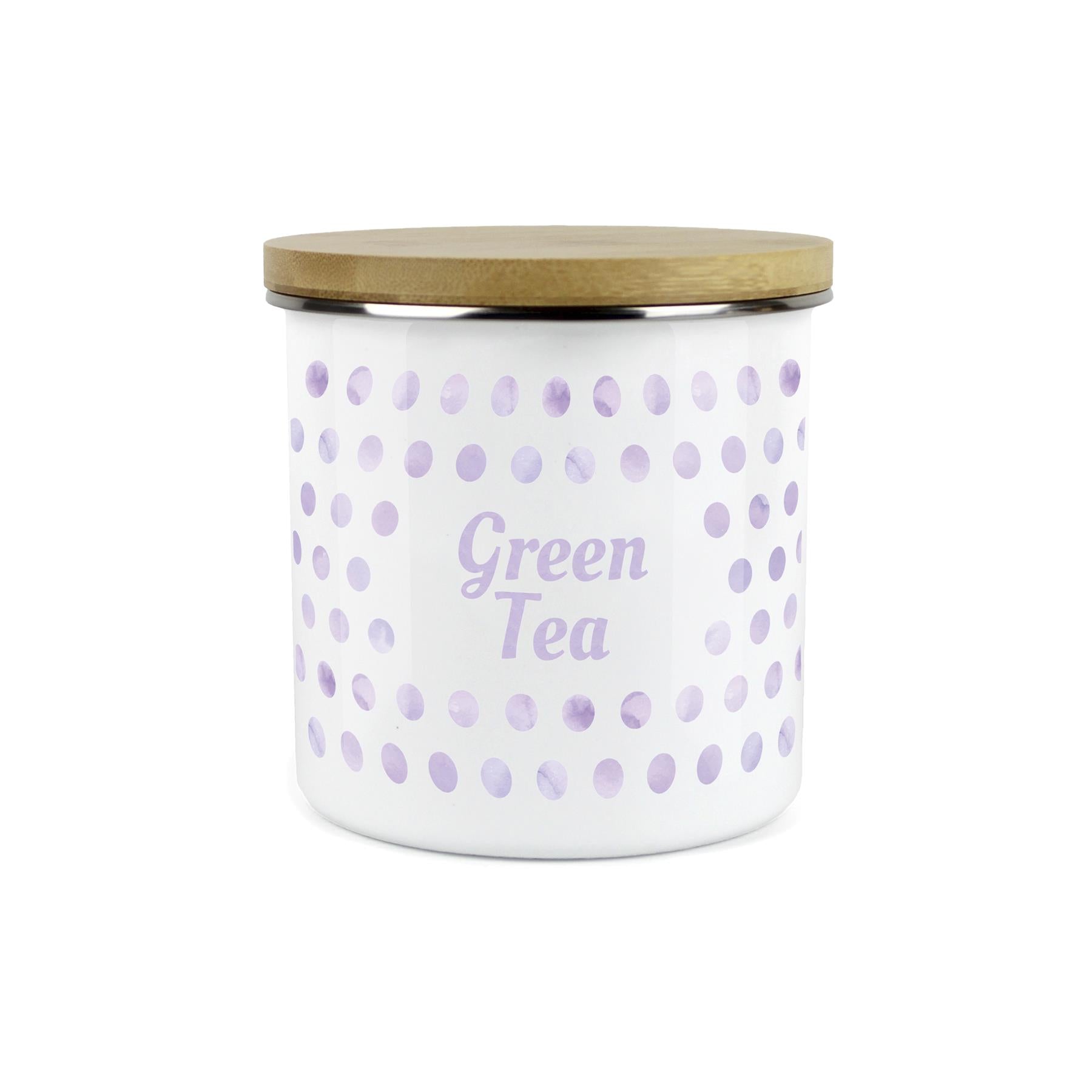 Purely Home Kitchen Polka Dot Lilac Food Storage Canister - Green Tea