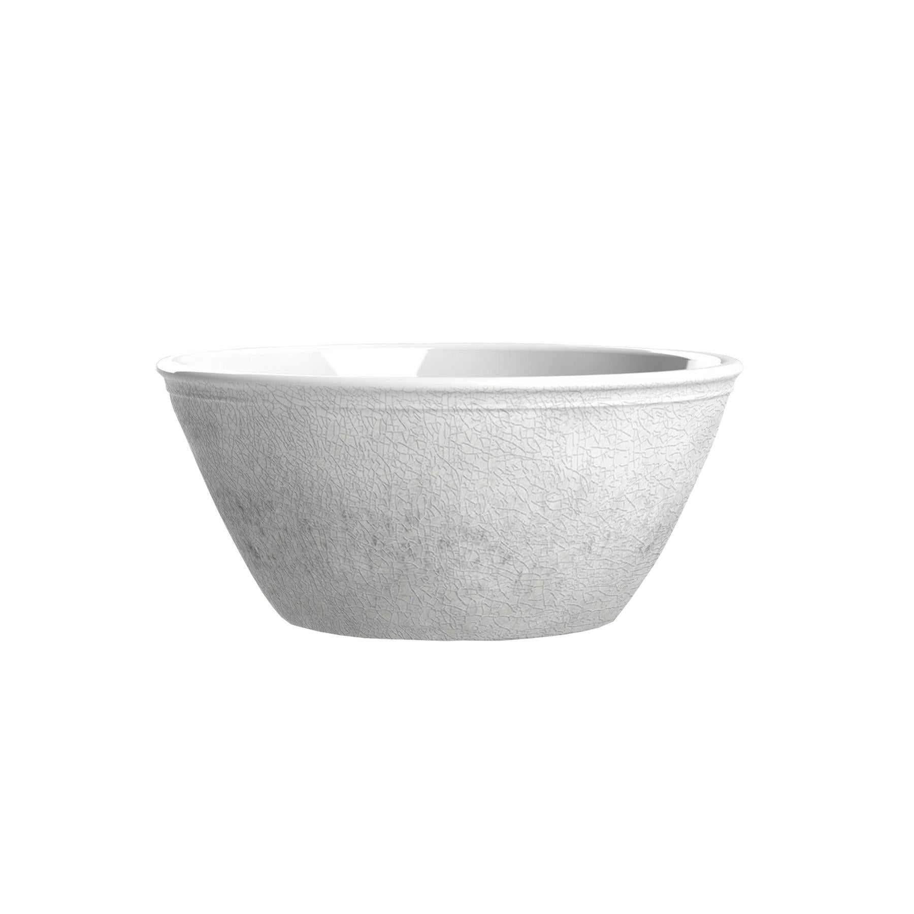 White Melamine Bowl with cracked reactive glaze finish and smooth interior