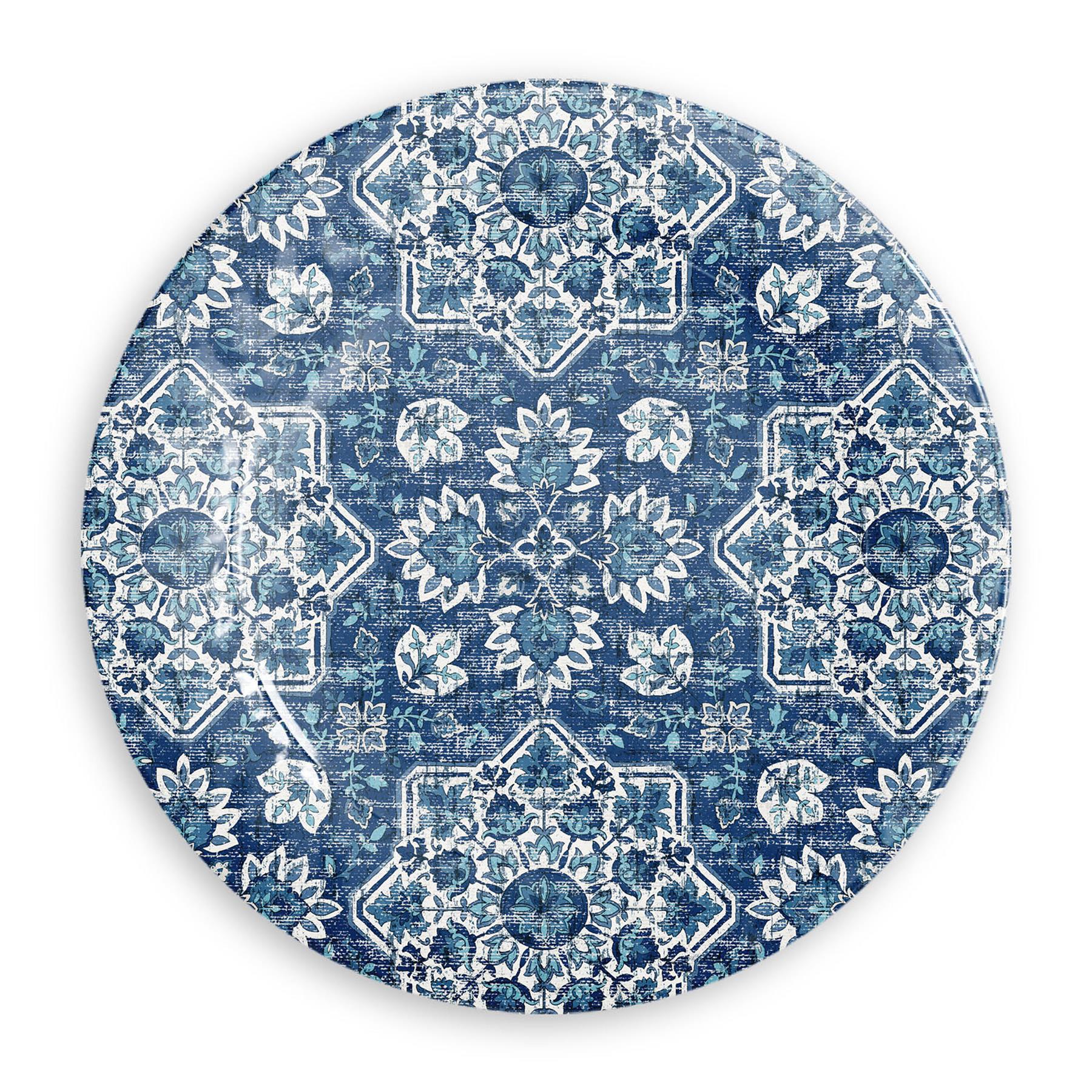 Patterned blue melamine dinner plate