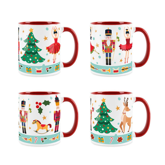 Nutcracker Mug Set of 4 Red