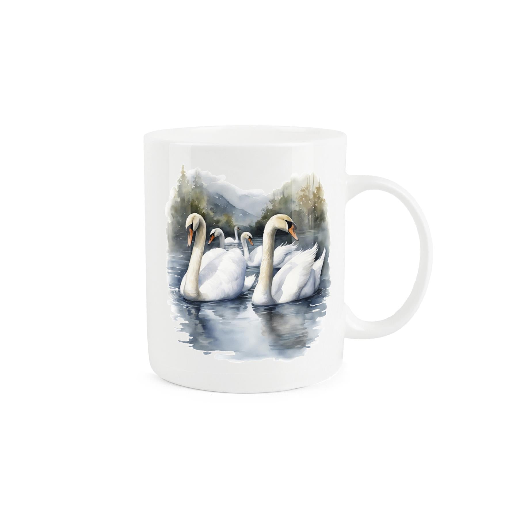 12 Days of Christmas bone china mug, 7th day: swans design.