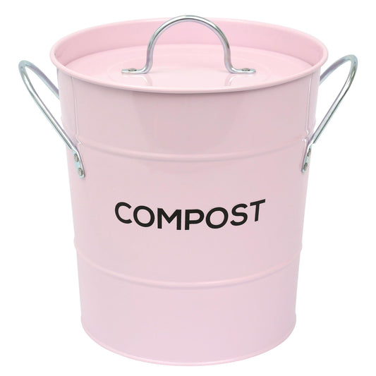 Stylish metal kitchen caddy with chromed handles and inner removable bucket for easy cleaning. Lid features a seal to contain smells. Size: 20cm x 21cm.