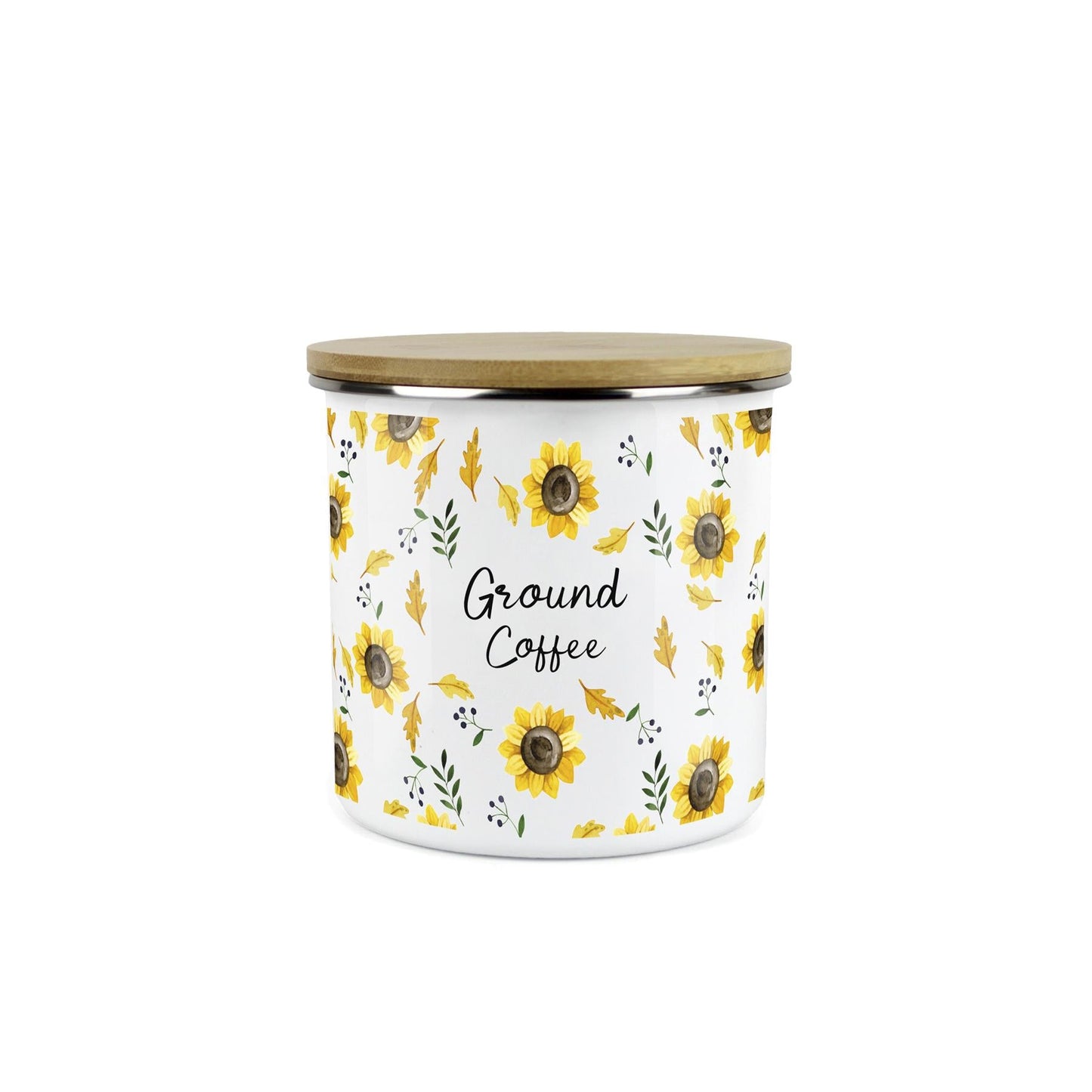 Ground Coffee Storage Canister - Sunflowers Yellow Kitchen Storage Jar