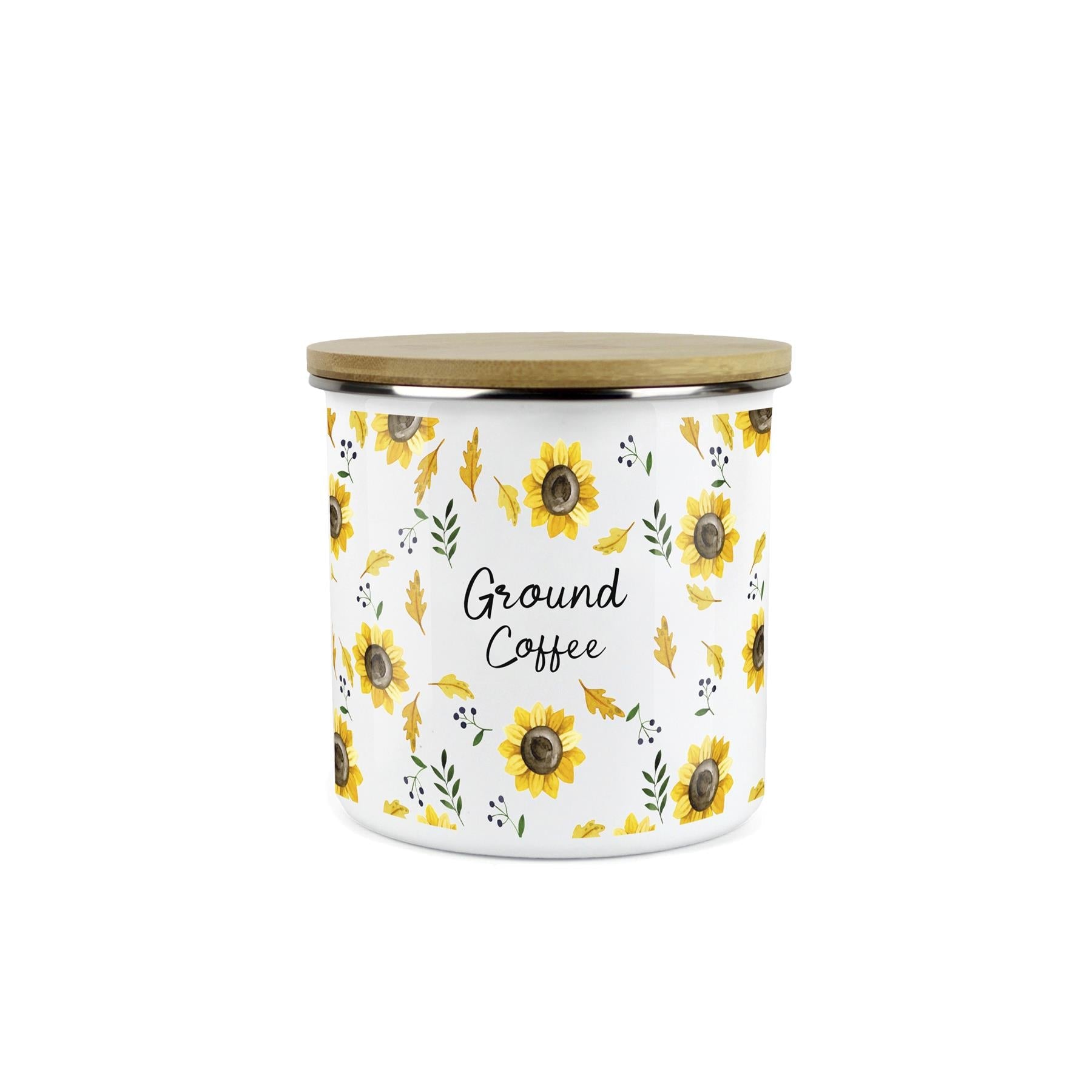 Ground Coffee Storage Canister - Sunflowers Yellow Kitchen Storage Jar