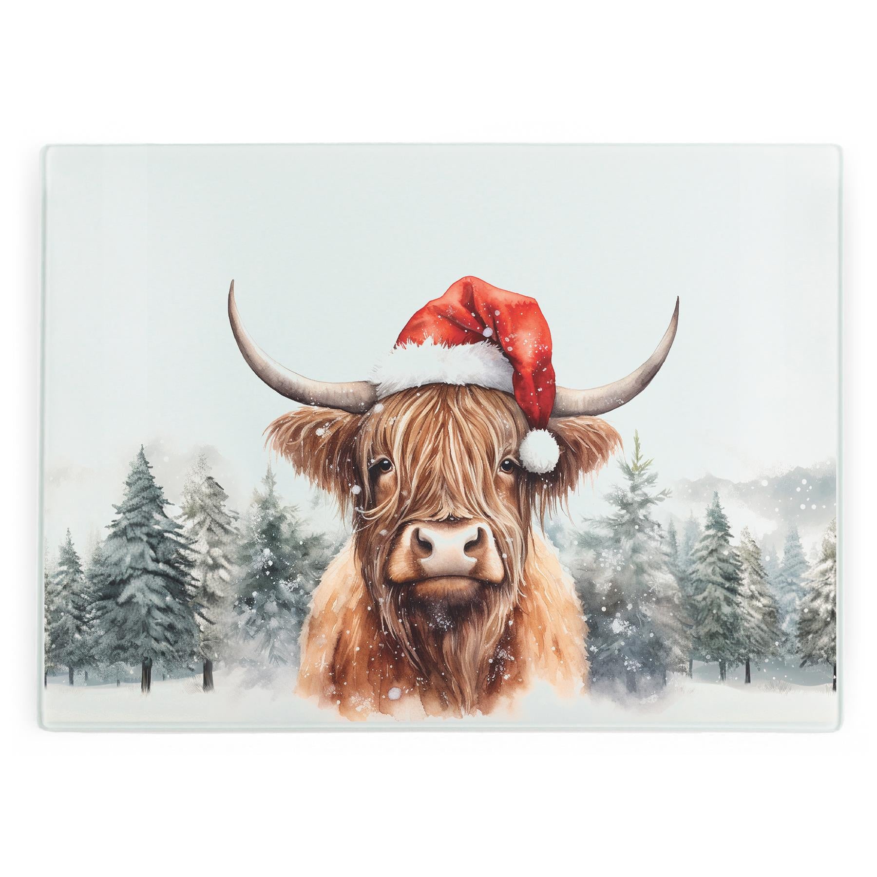 Christmas Highland Cow Large Smooth Worktop Protector