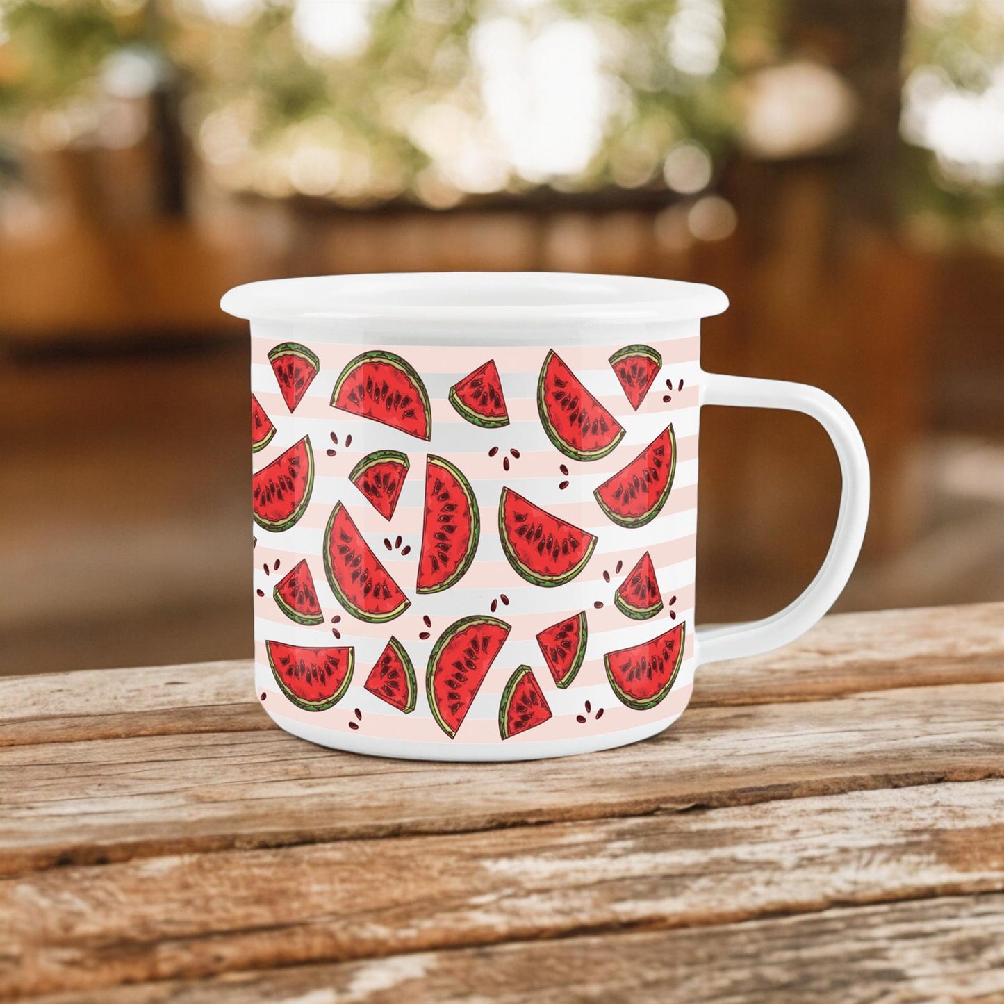 Watermelon Striped Enamel Mug