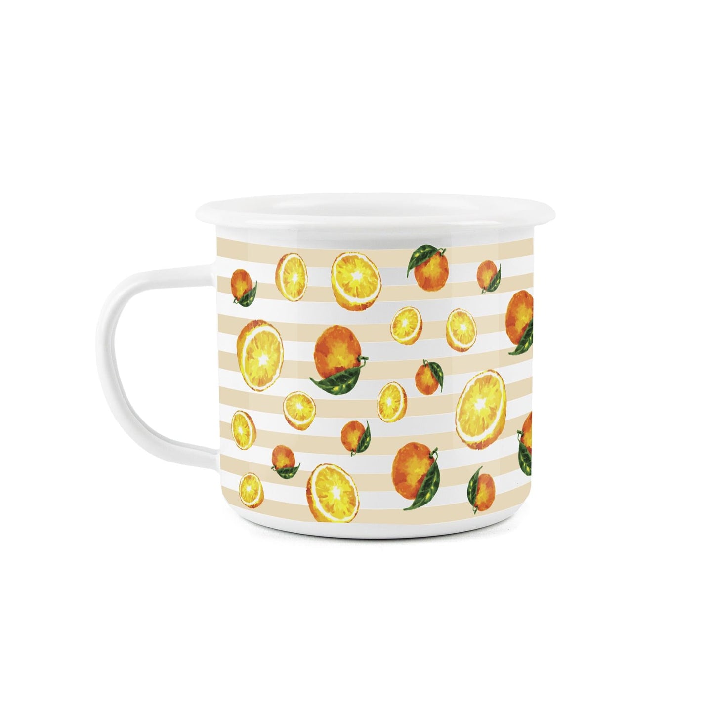 Oranges Striped Enamel Mug