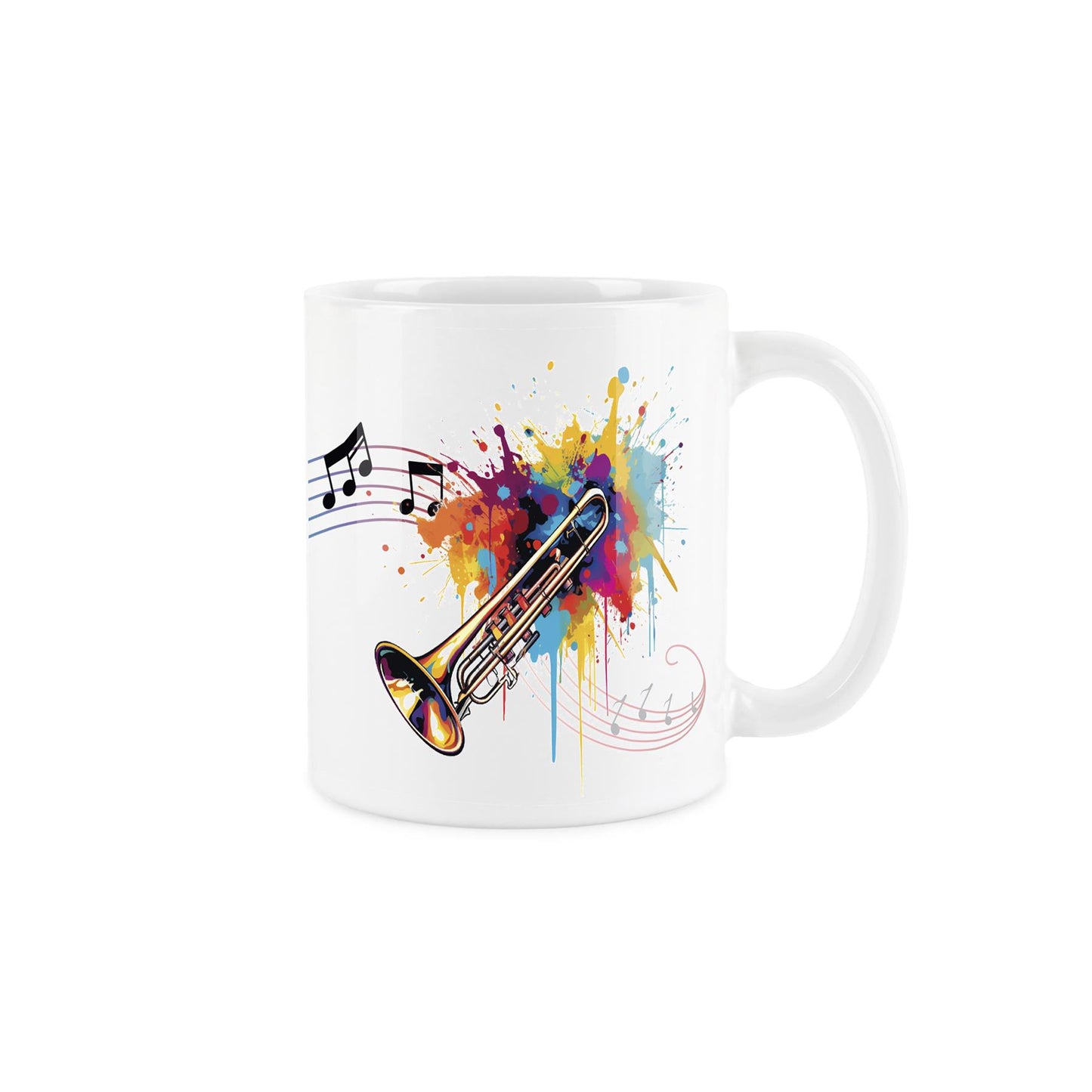 Illustrative rainbow colour design of  guitar on a ceramic mug