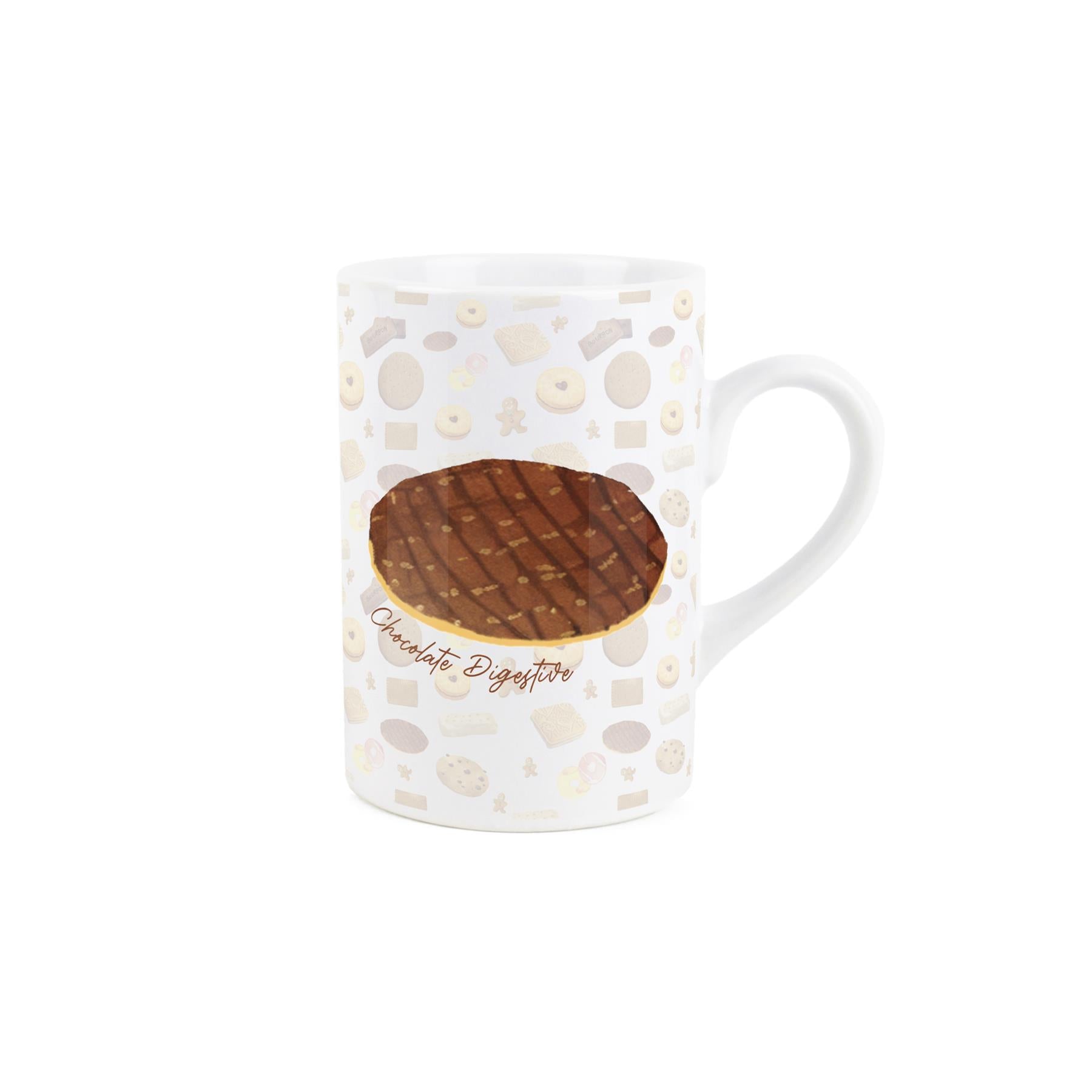Novelty Ceramic mug with textured British chocolate digestive biscuit print, offering a tactile biscuit-themed experience.