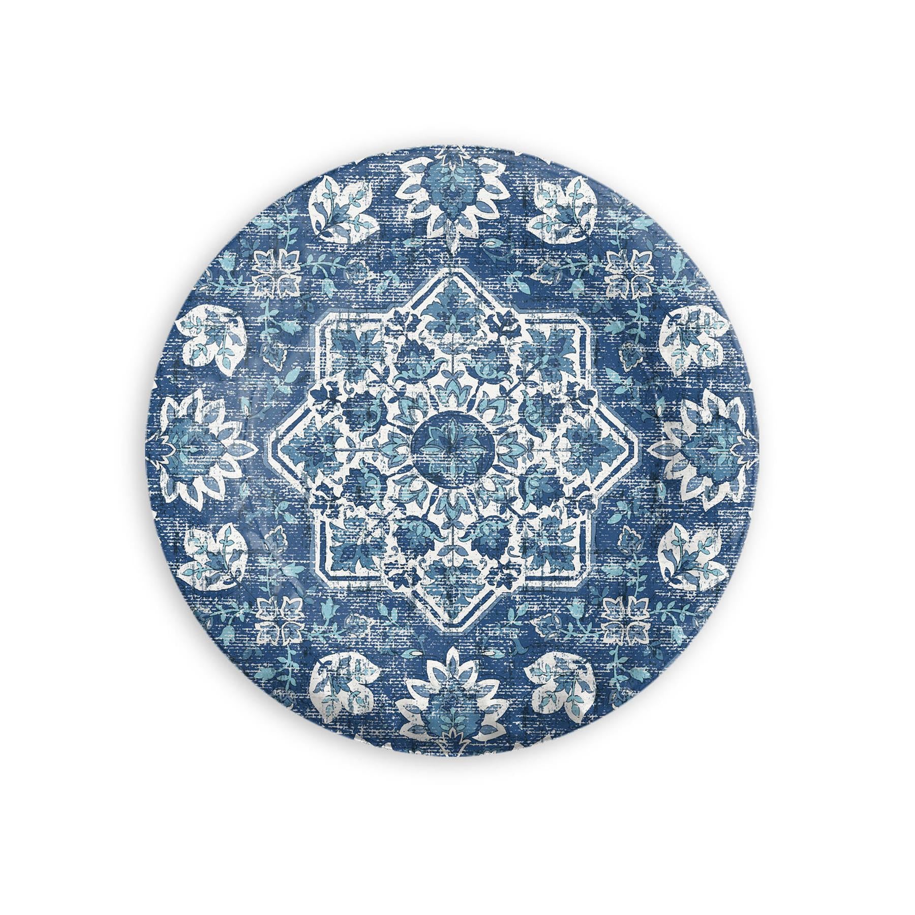 Patterned blue melamine side plate